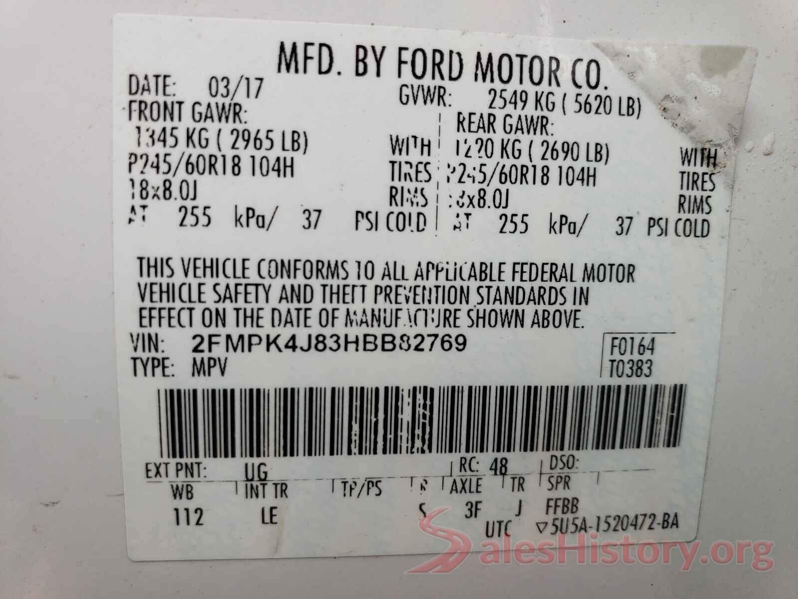 2FMPK4J83HBB82769 2017 FORD EDGE