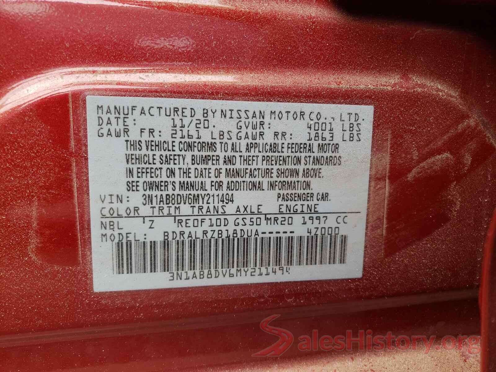 3N1AB8DV6MY211494 2021 NISSAN SENTRA