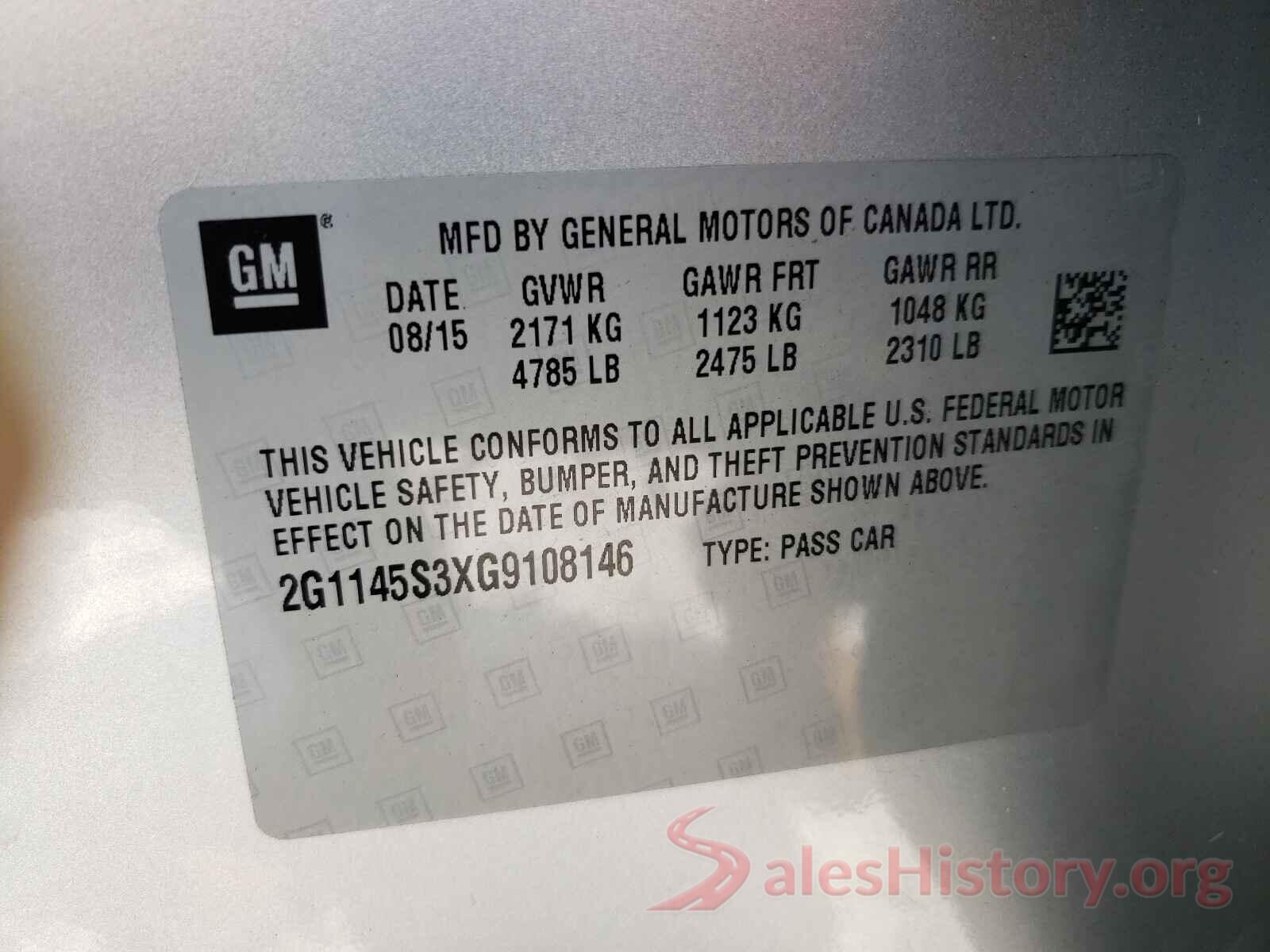 2G1145S3XG9108146 2016 CHEVROLET IMPALA