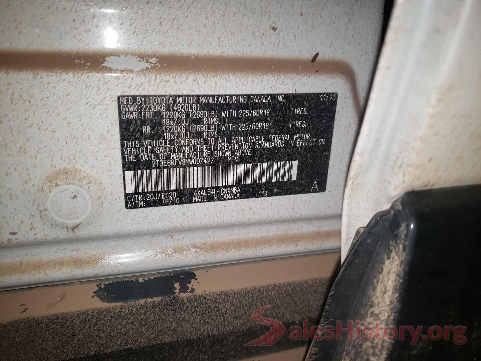 2T3E6RFV8MW007422 2021 TOYOTA RAV4