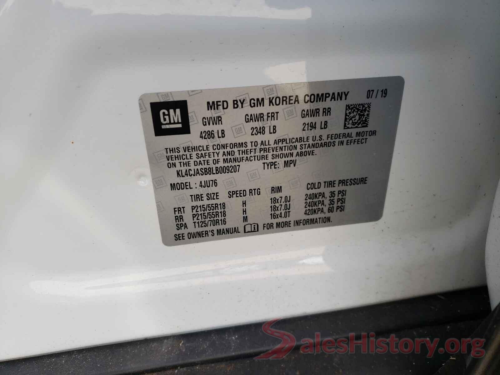 KL4CJASB8LB009207 2020 BUICK ENCORE