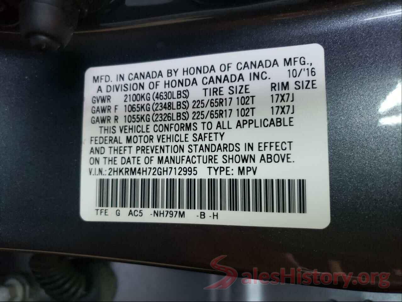 2HKRM4H72GH712995 2016 HONDA CRV