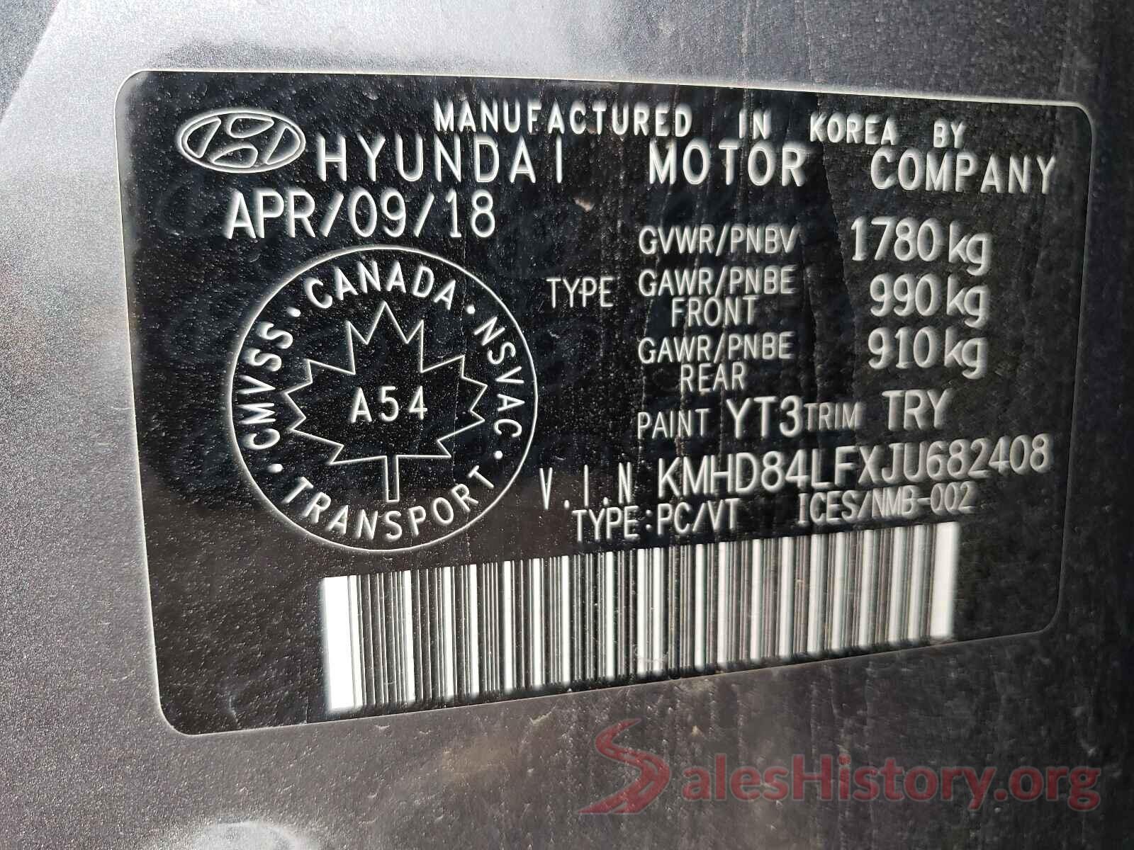 KMHD84LFXJU682408 2018 HYUNDAI ELANTRA