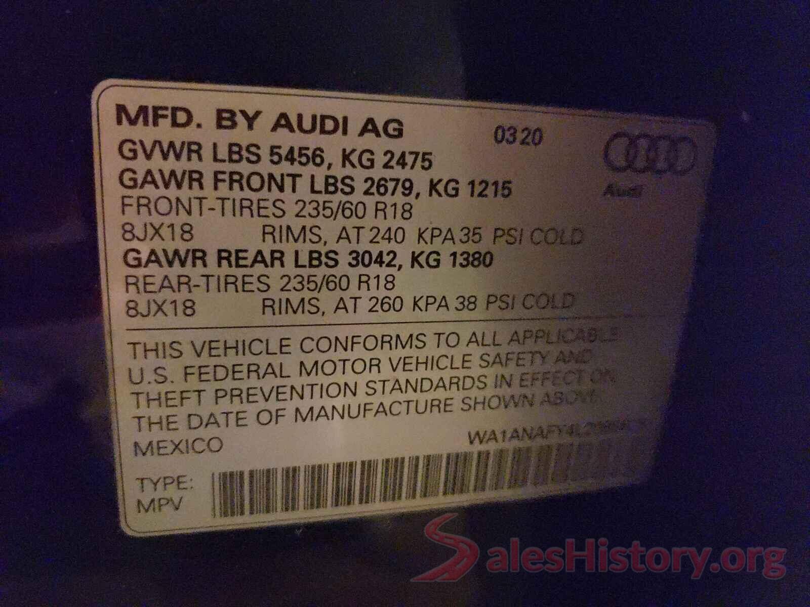 WA1ANAFY4L2085629 2020 AUDI Q5