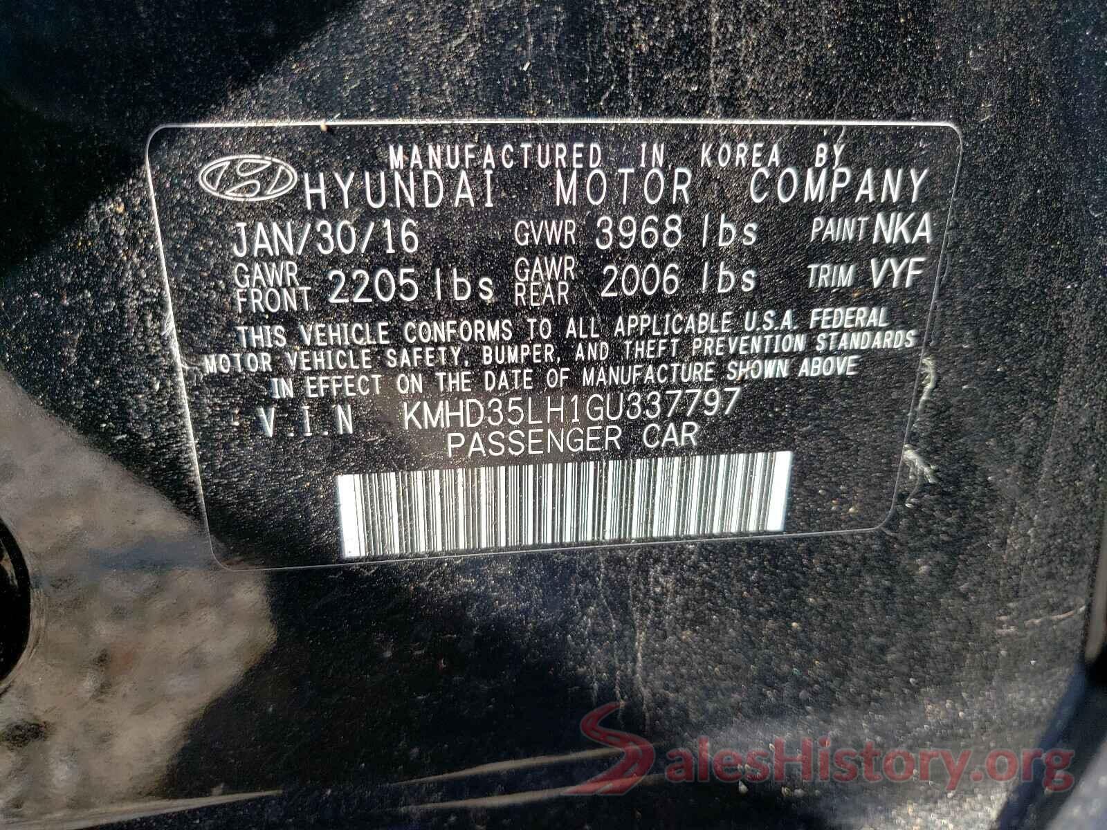 KMHD35LH1GU337797 2016 HYUNDAI ELANTRA