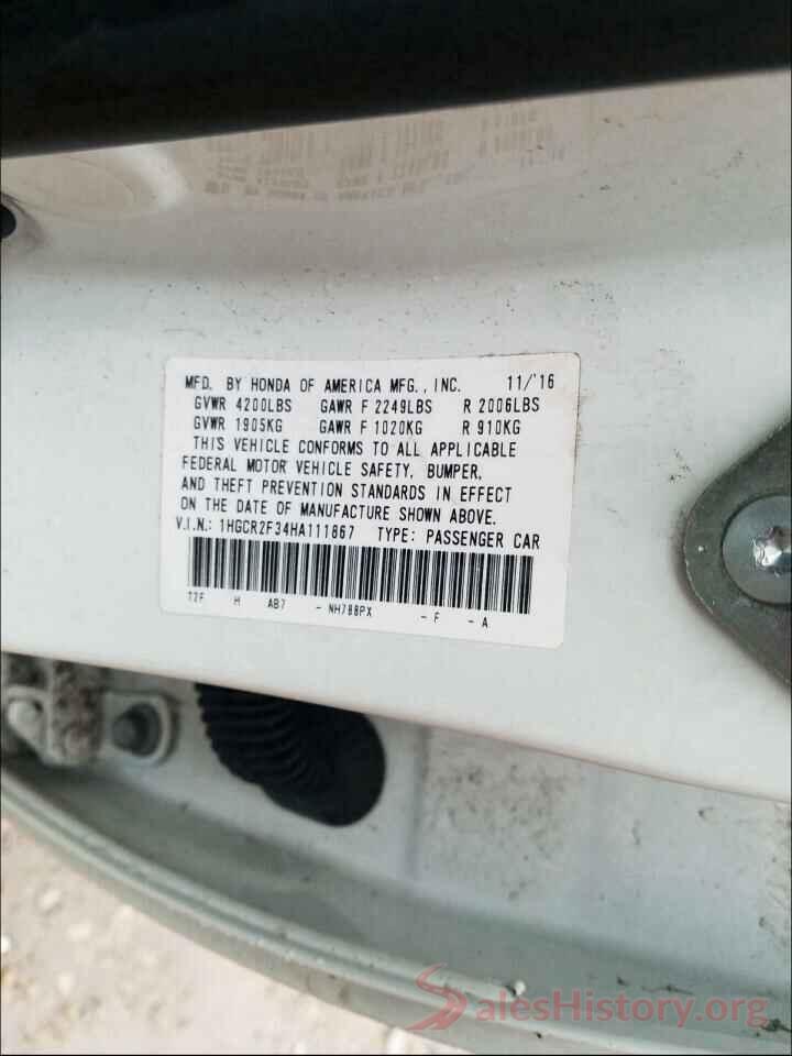 1HGCR2F34HA111867 2017 HONDA ACCORD