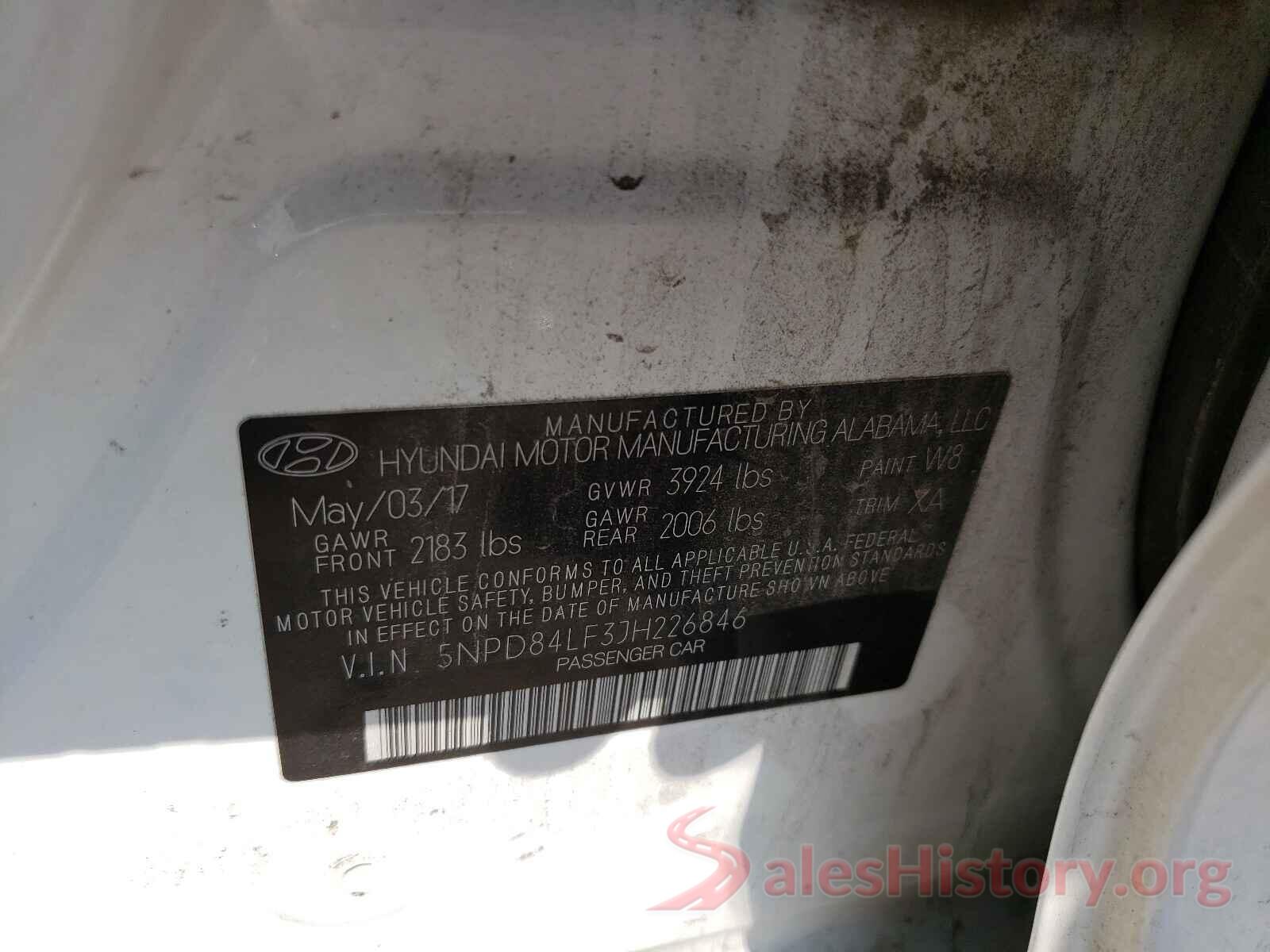 5NPD84LF3JH226846 2018 HYUNDAI ELANTRA