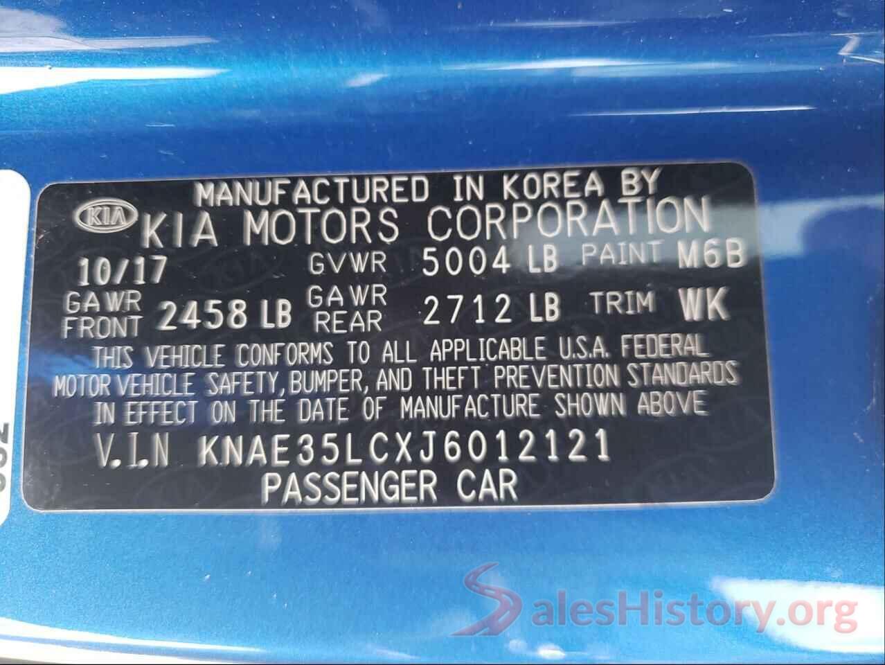 KNAE35LCXJ6012121 2018 KIA STINGER