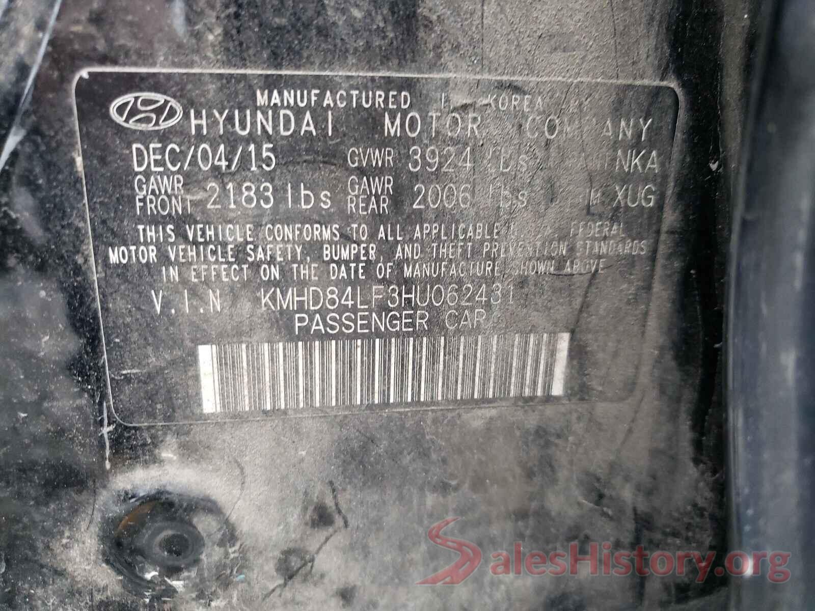 KMHD84LF3HU062431 2017 HYUNDAI ELANTRA