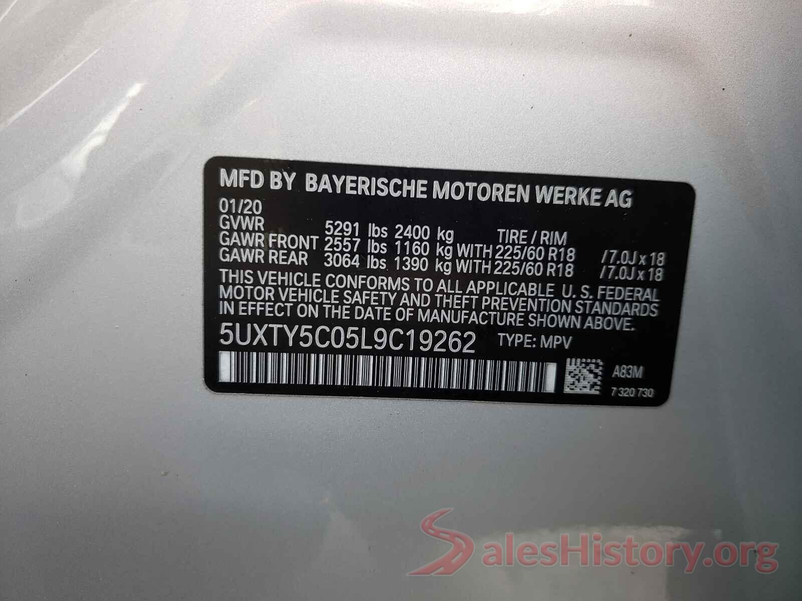 5UXTY5C05L9C19262 2020 BMW X3