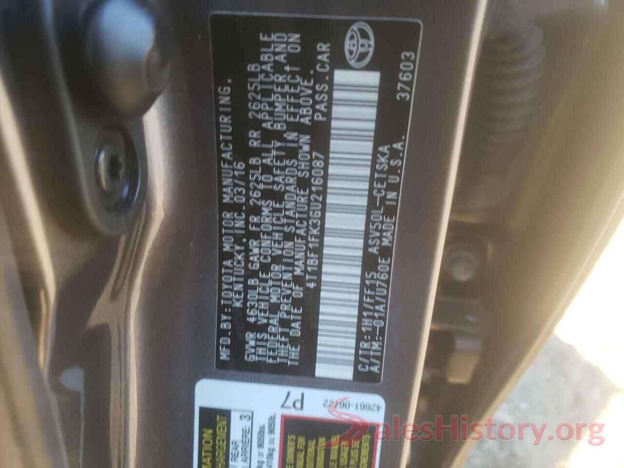 4T1BF1FK3GU216087 2016 TOYOTA CAMRY