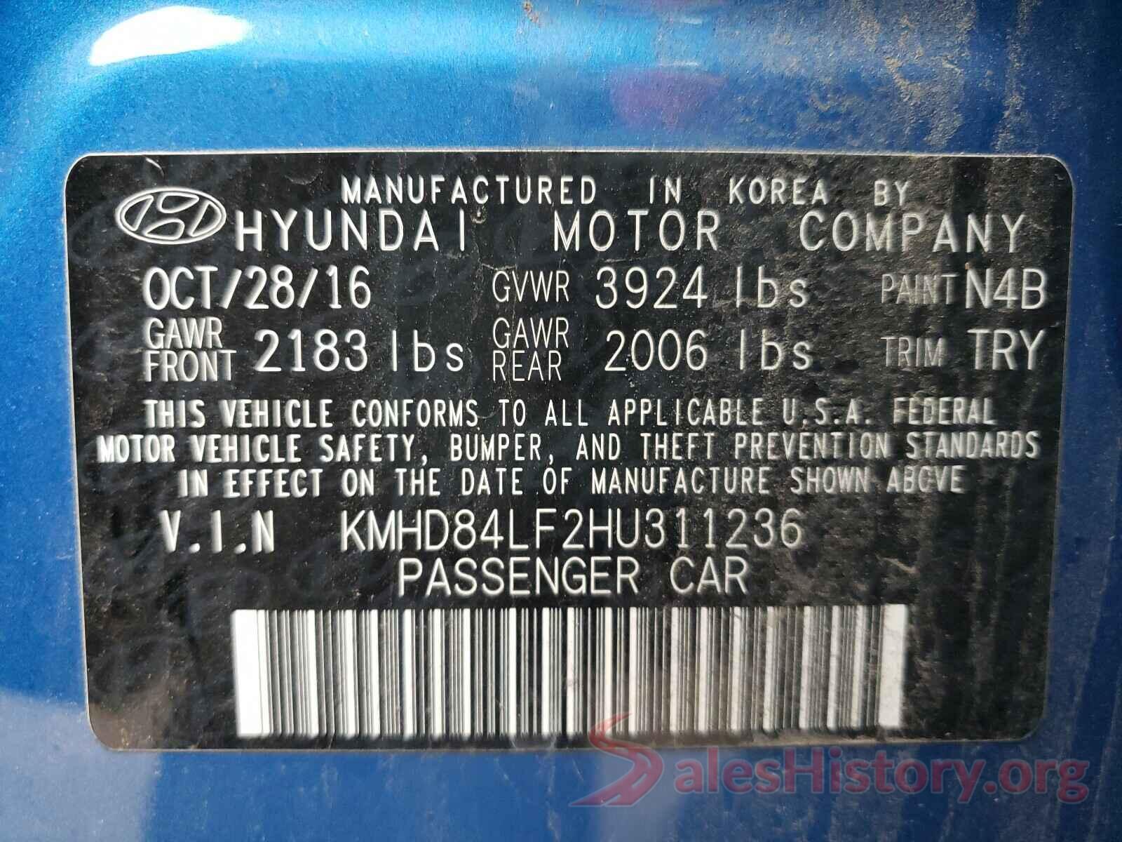 KMHD84LF2HU311236 2017 HYUNDAI ELANTRA