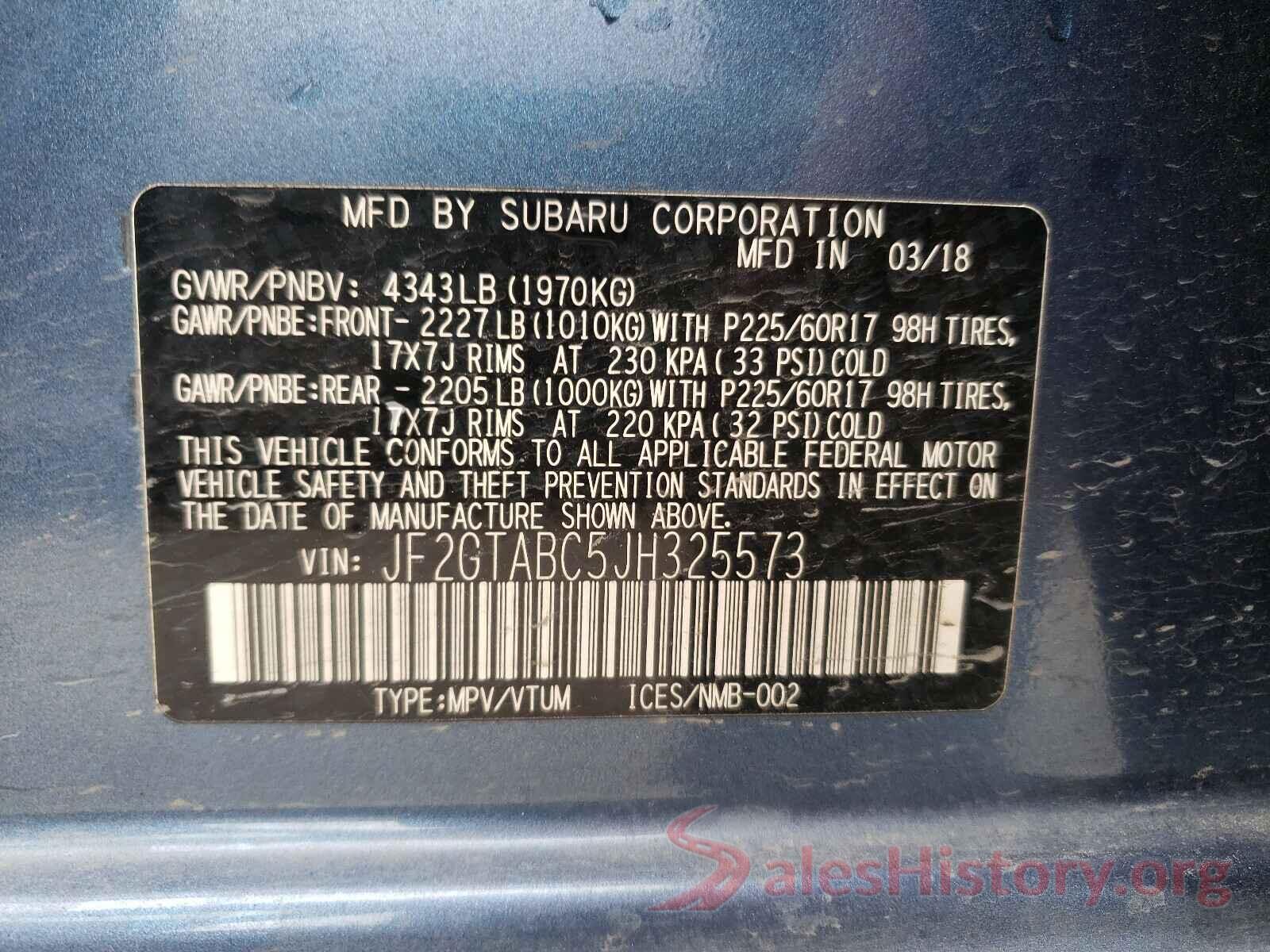 JF2GTABC5JH325573 2018 SUBARU CROSSTREK