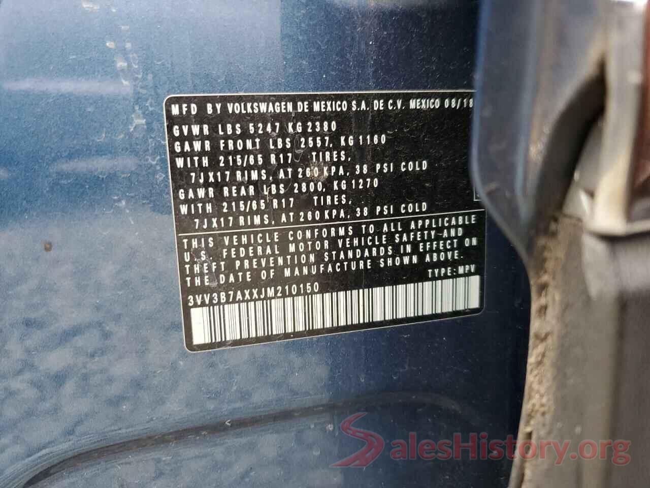 3VV3B7AXXJM210150 2018 VOLKSWAGEN TIGUAN