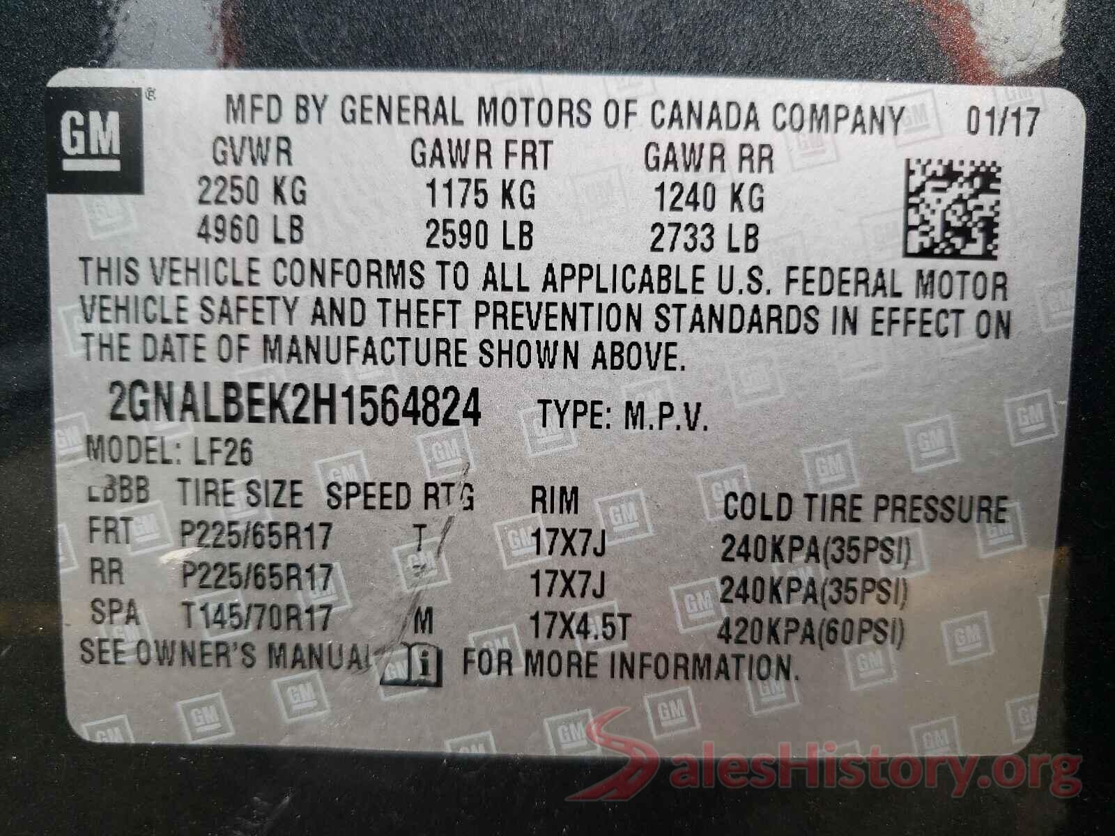 2GNALBEK2H1564824 2017 CHEVROLET EQUINOX