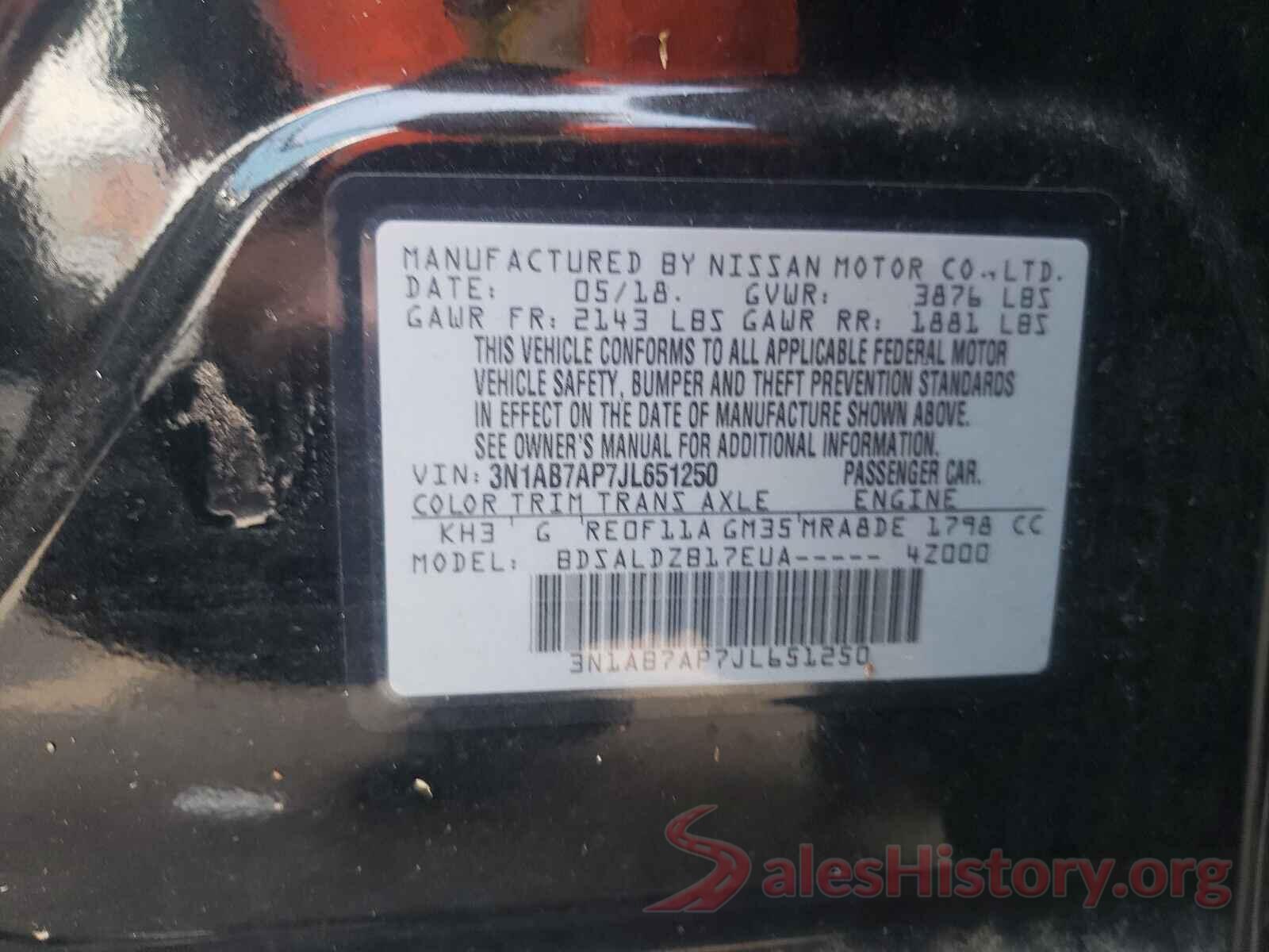 3N1AB7AP7JL651250 2018 NISSAN SENTRA