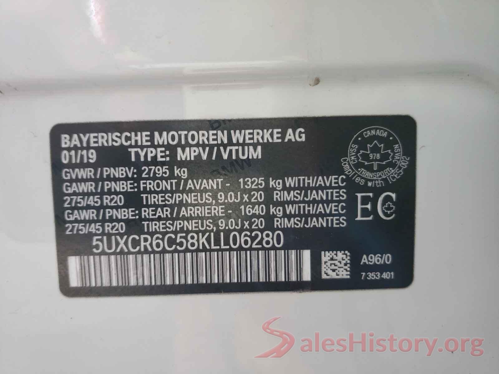 5UXCR6C58KLL06280 2019 BMW X5