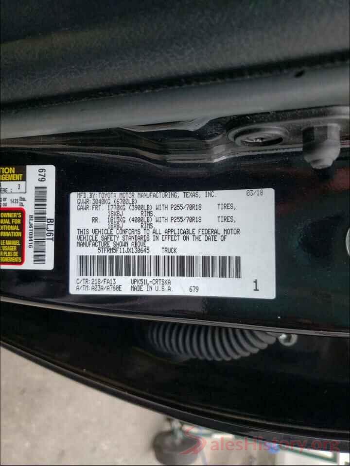 5TFRM5F11JX130645 2018 TOYOTA TUNDRA