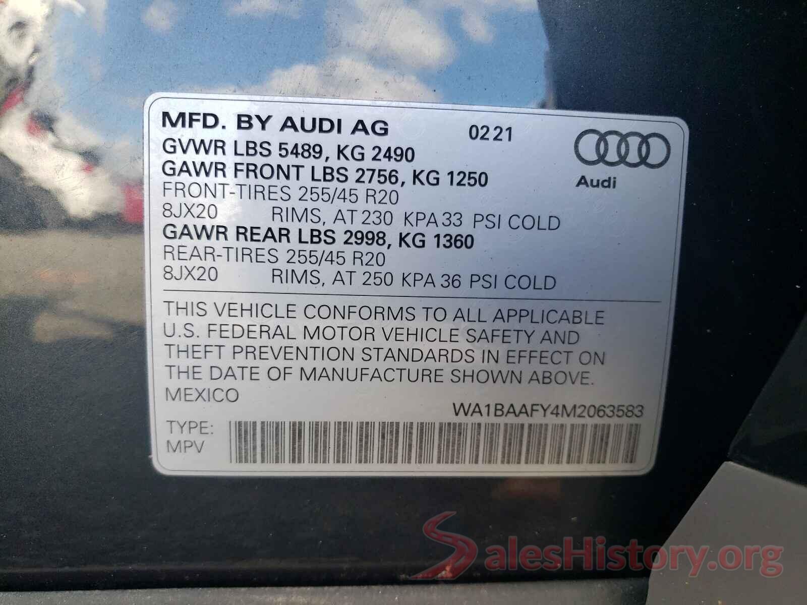 WA1BAAFY4M2063583 2021 AUDI Q5