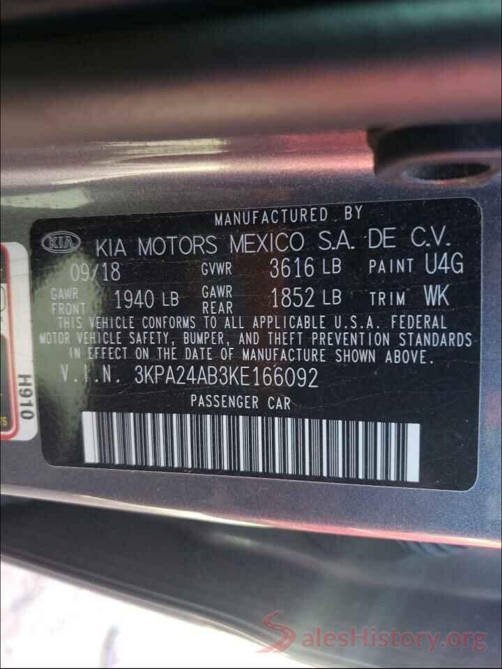 3KPA24AB3KE166092 2019 KIA RIO