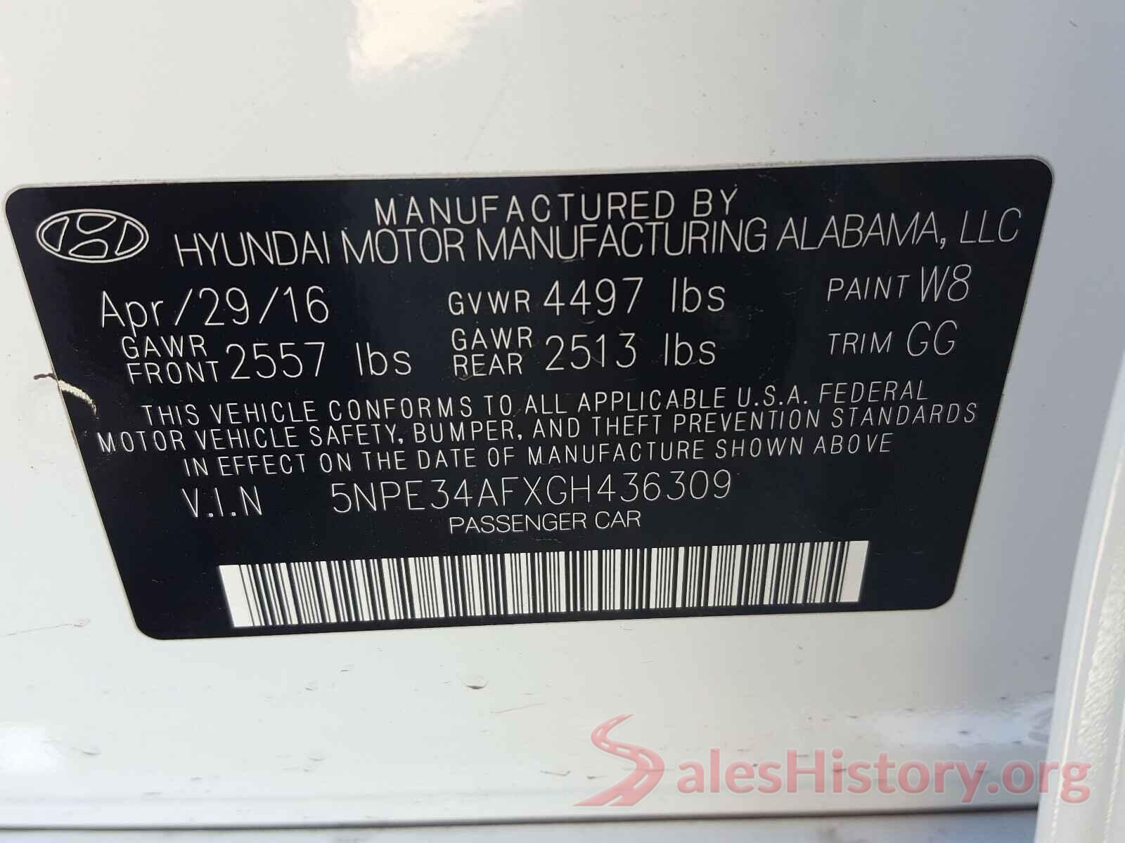 5NPE34AFXGH436309 2016 HYUNDAI SONATA