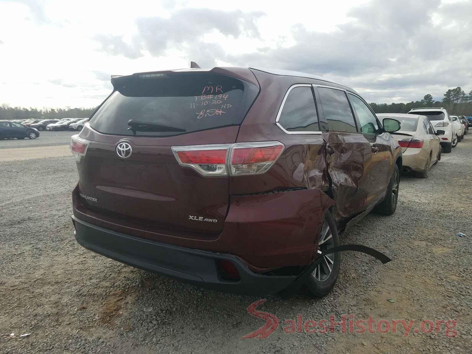 5TDJKRFH7GS250505 2016 TOYOTA HIGHLANDER