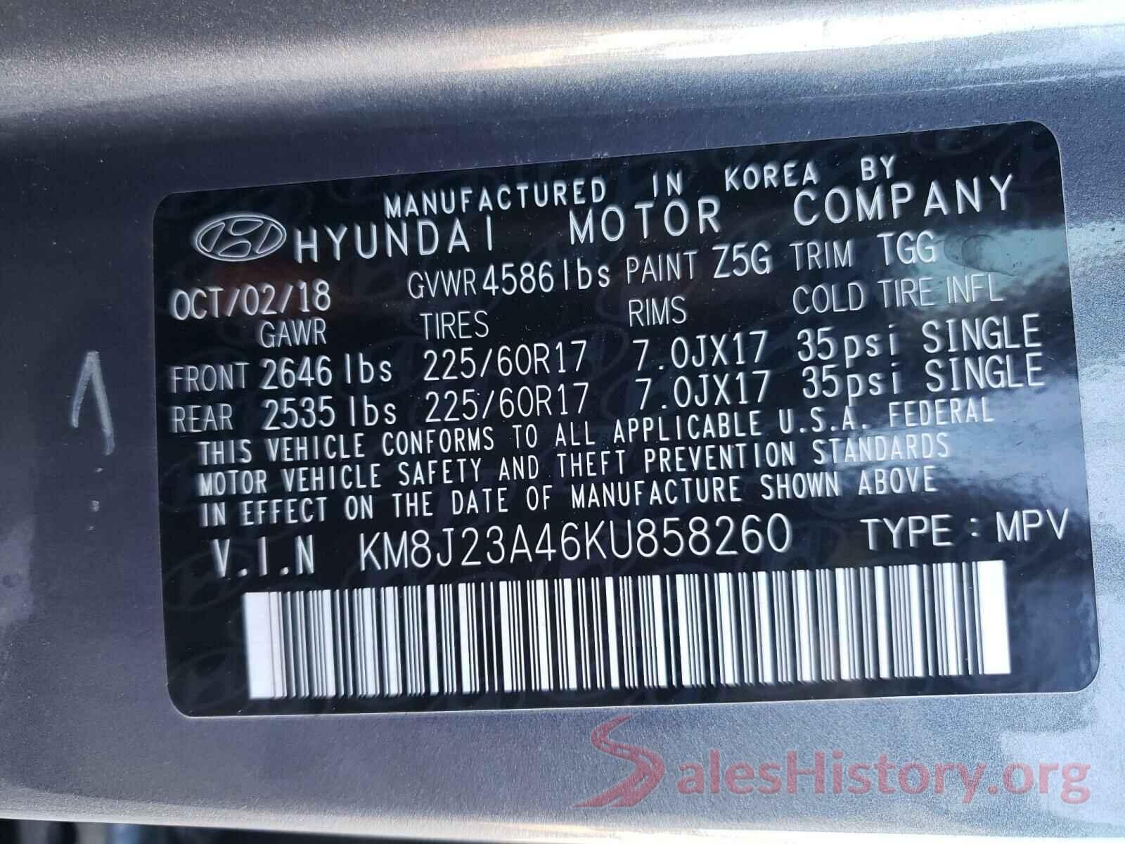 KM8J23A46KU858260 2015 HYUNDAI TUCSON