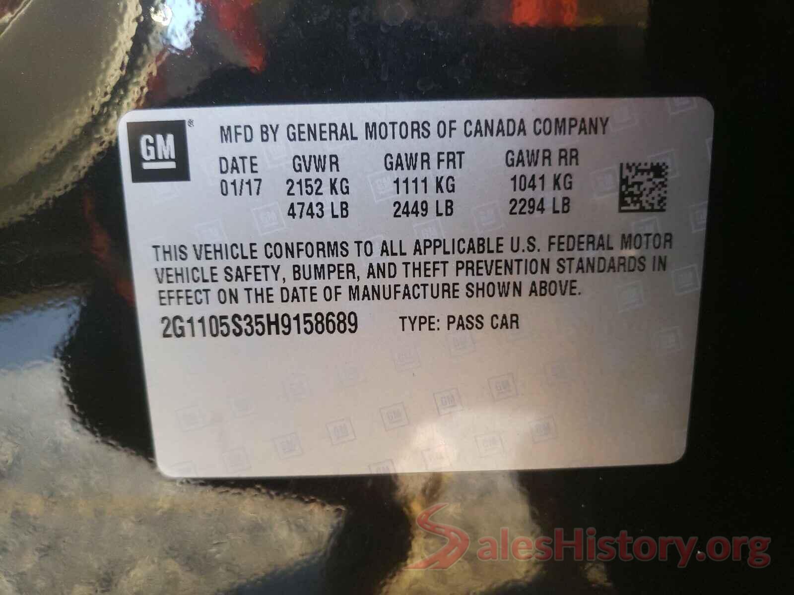 2G1105S35H9158689 2017 CHEVROLET IMPALA