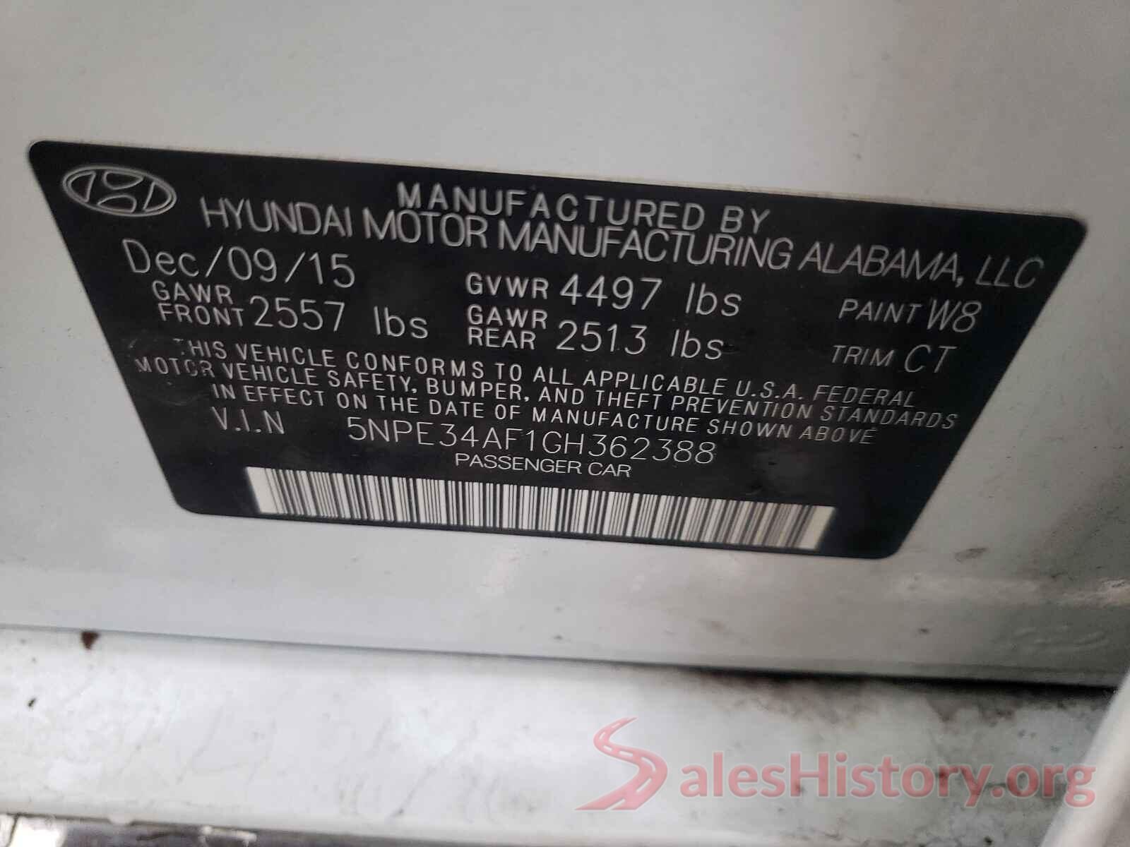 5NPE34AF1GH362388 2016 HYUNDAI SONATA