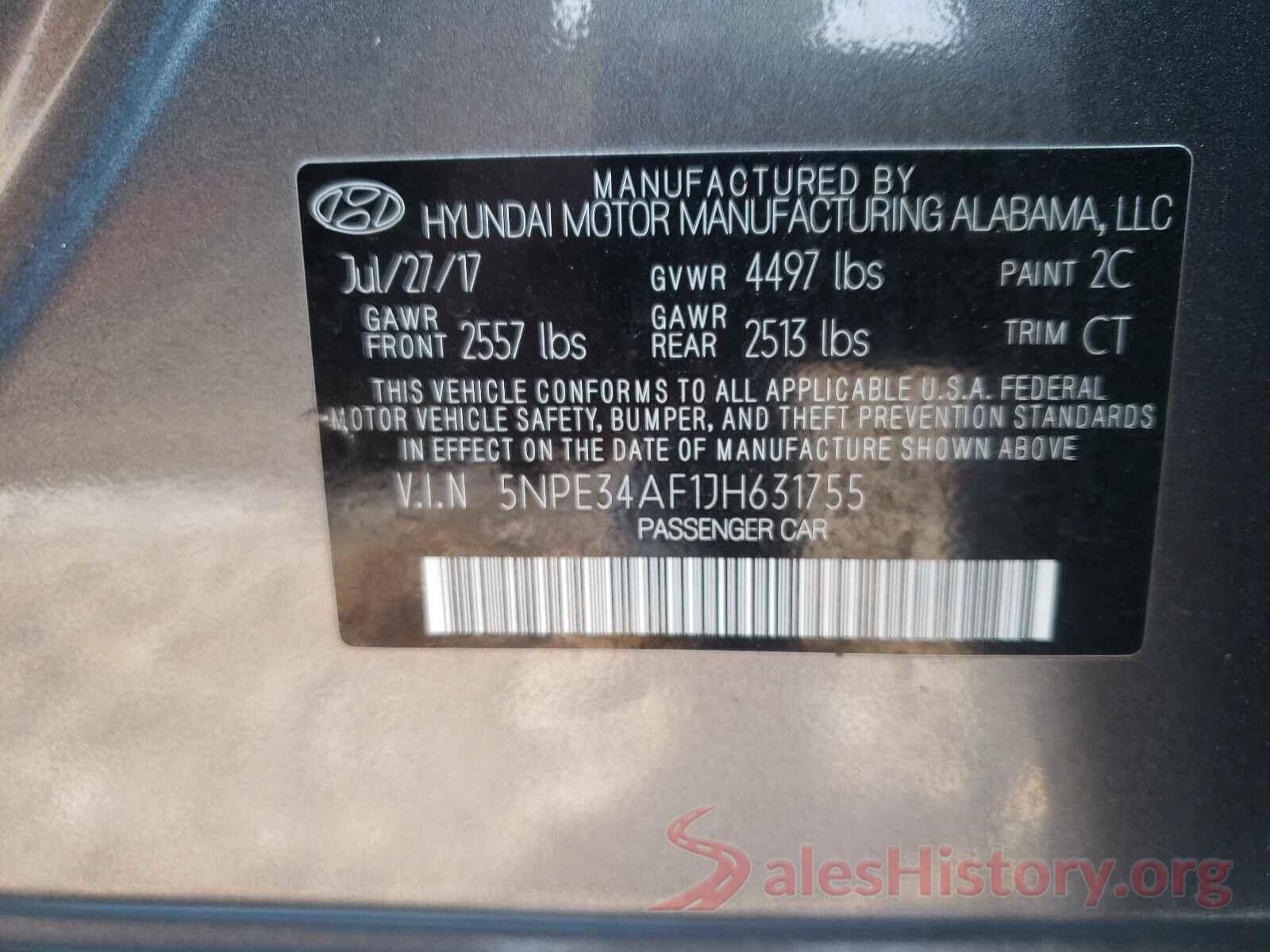 5NPE34AF1JH631755 2018 HYUNDAI SONATA