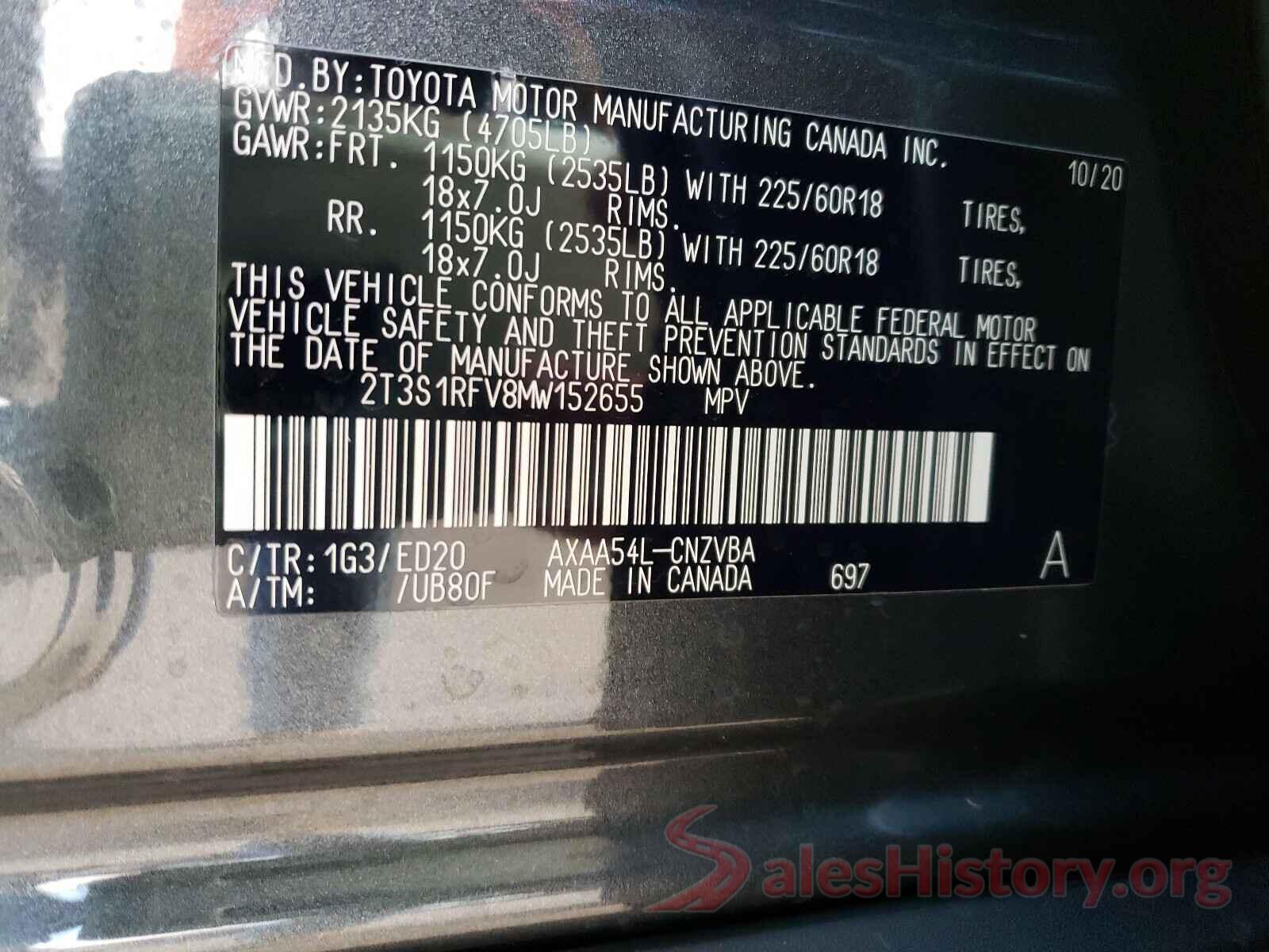 2T3S1RFV8MW152655 2021 TOYOTA RAV4