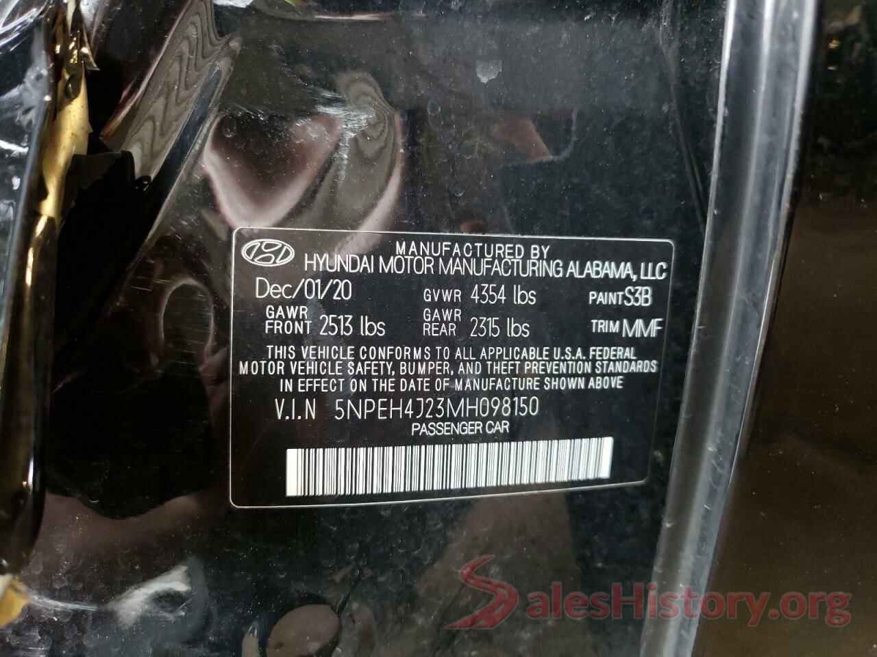 5NPEH4J23MH098150 2021 HYUNDAI SONATA