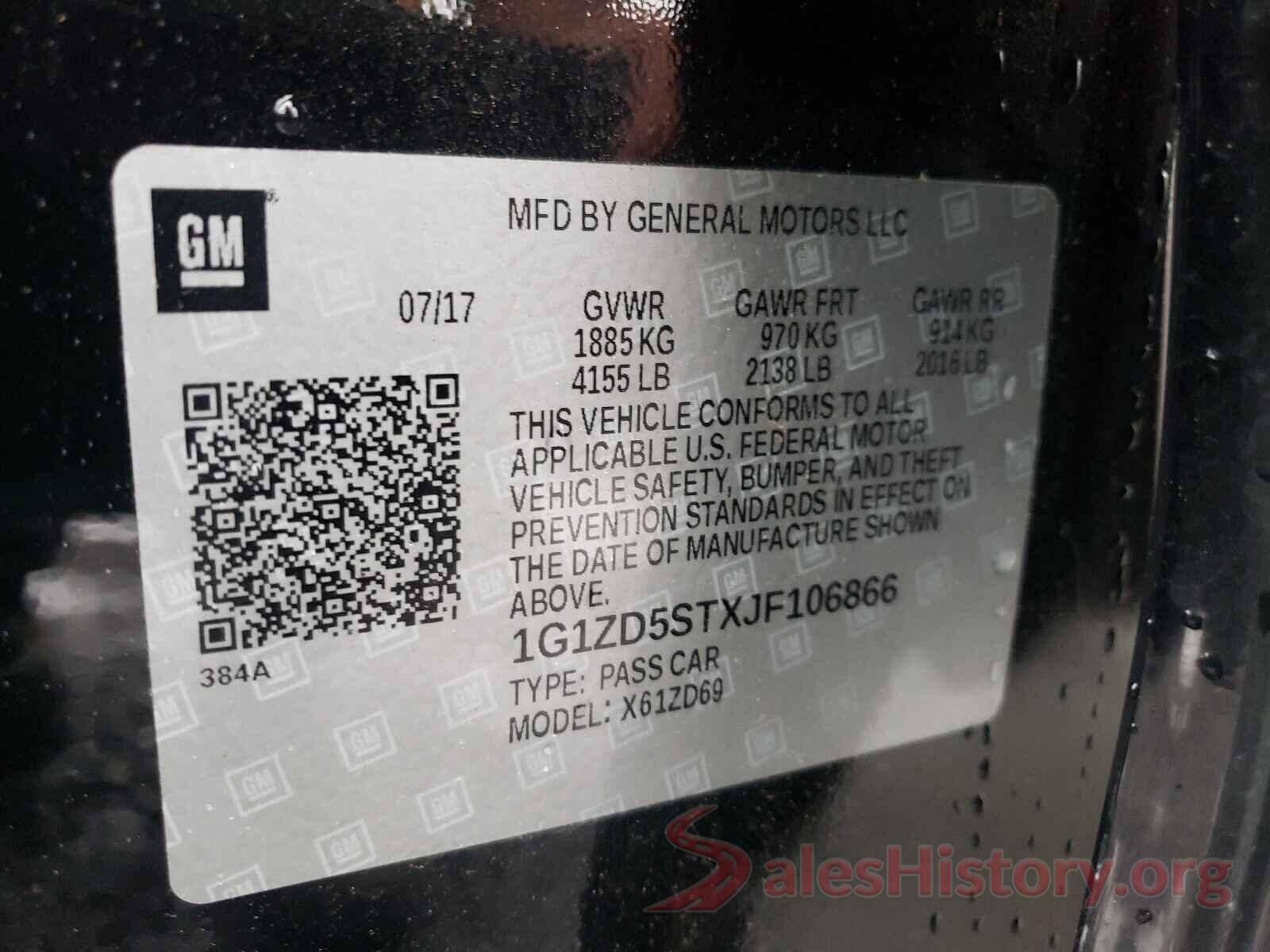 1G1ZD5STXJF106866 2018 CHEVROLET MALIBU