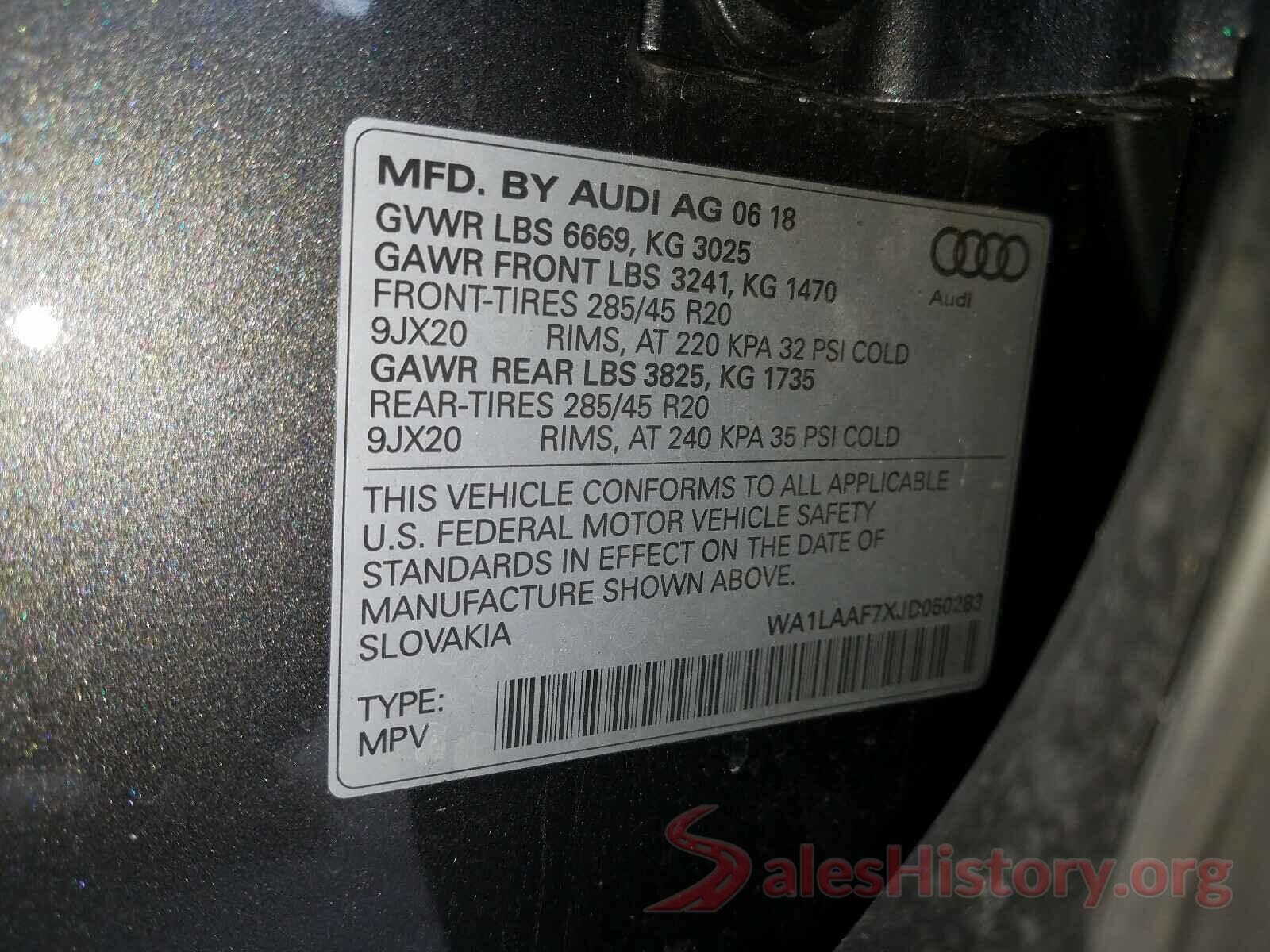 WA1LAAF7XJD050283 2018 AUDI Q7