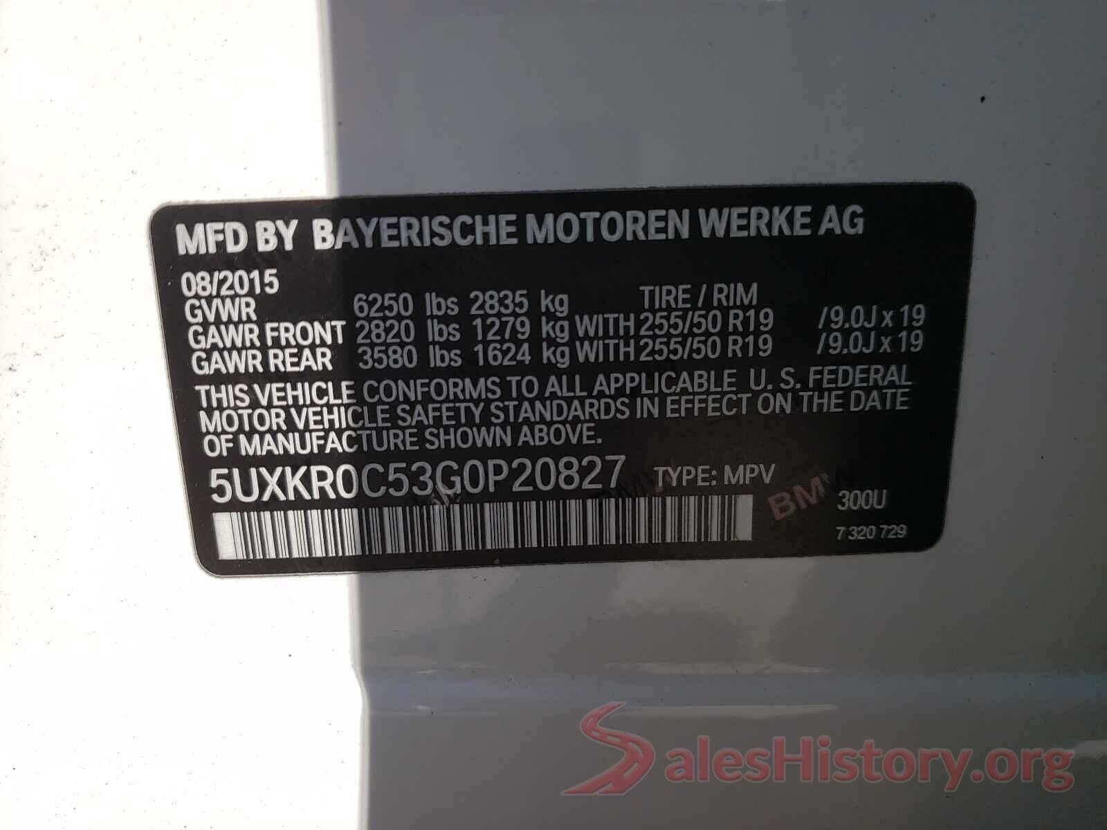 5UXKR0C53G0P20827 2016 BMW X5