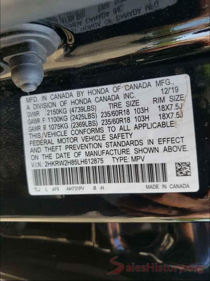 2HKRW2H85LH612875 2020 HONDA CRV