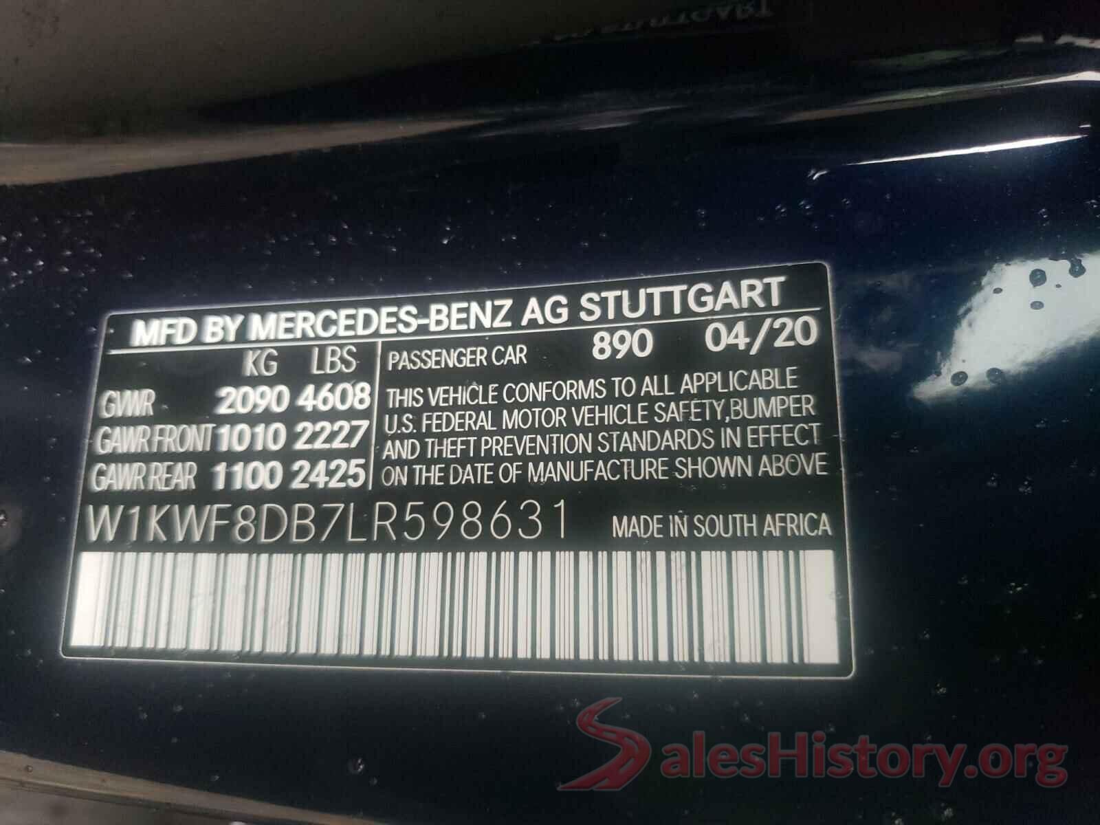 W1KWF8DB7LR598631 2020 MERCEDES-BENZ C CLASS