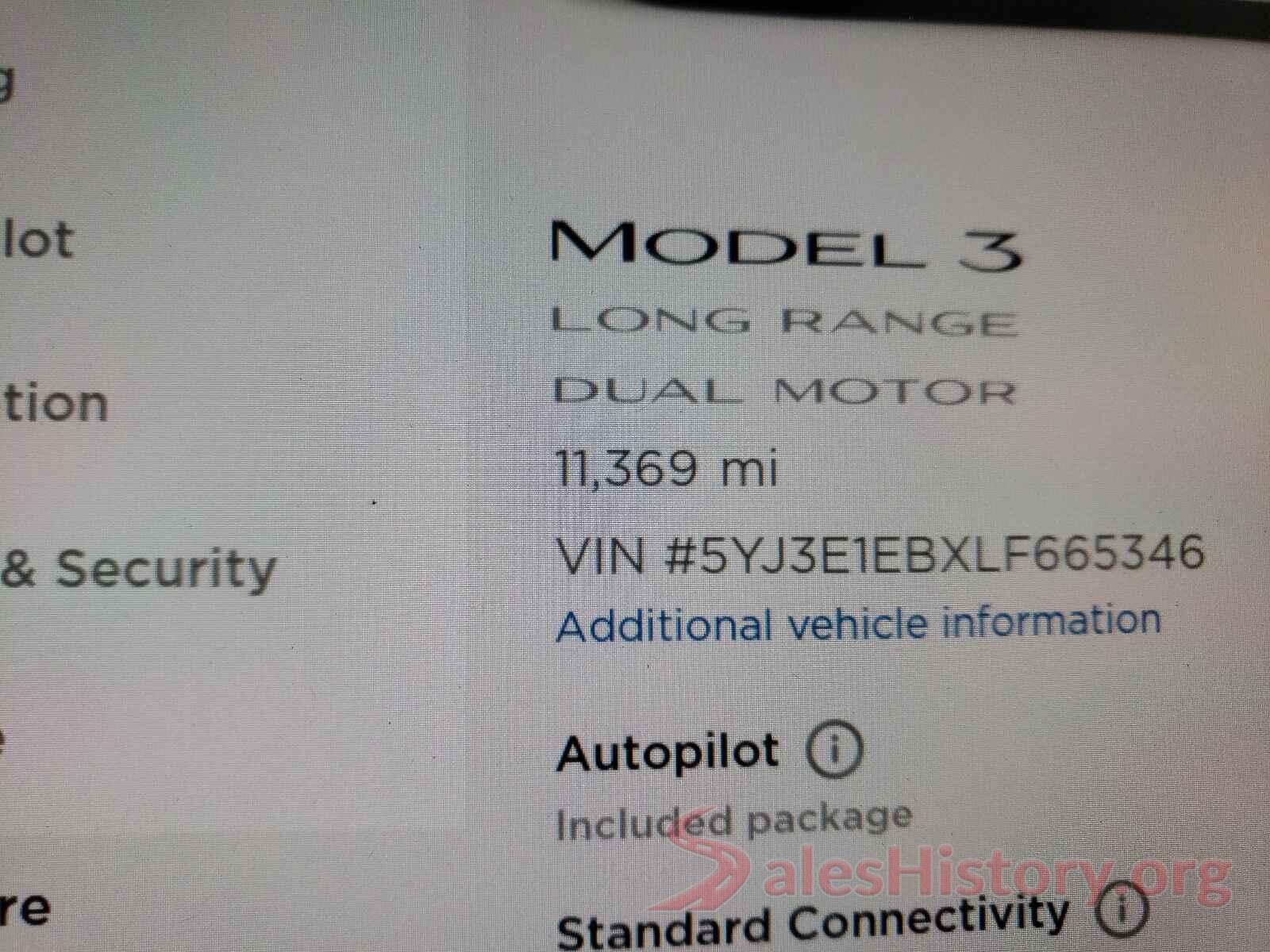 5YJ3E1EBXLF665346 2020 TESLA MODEL 3