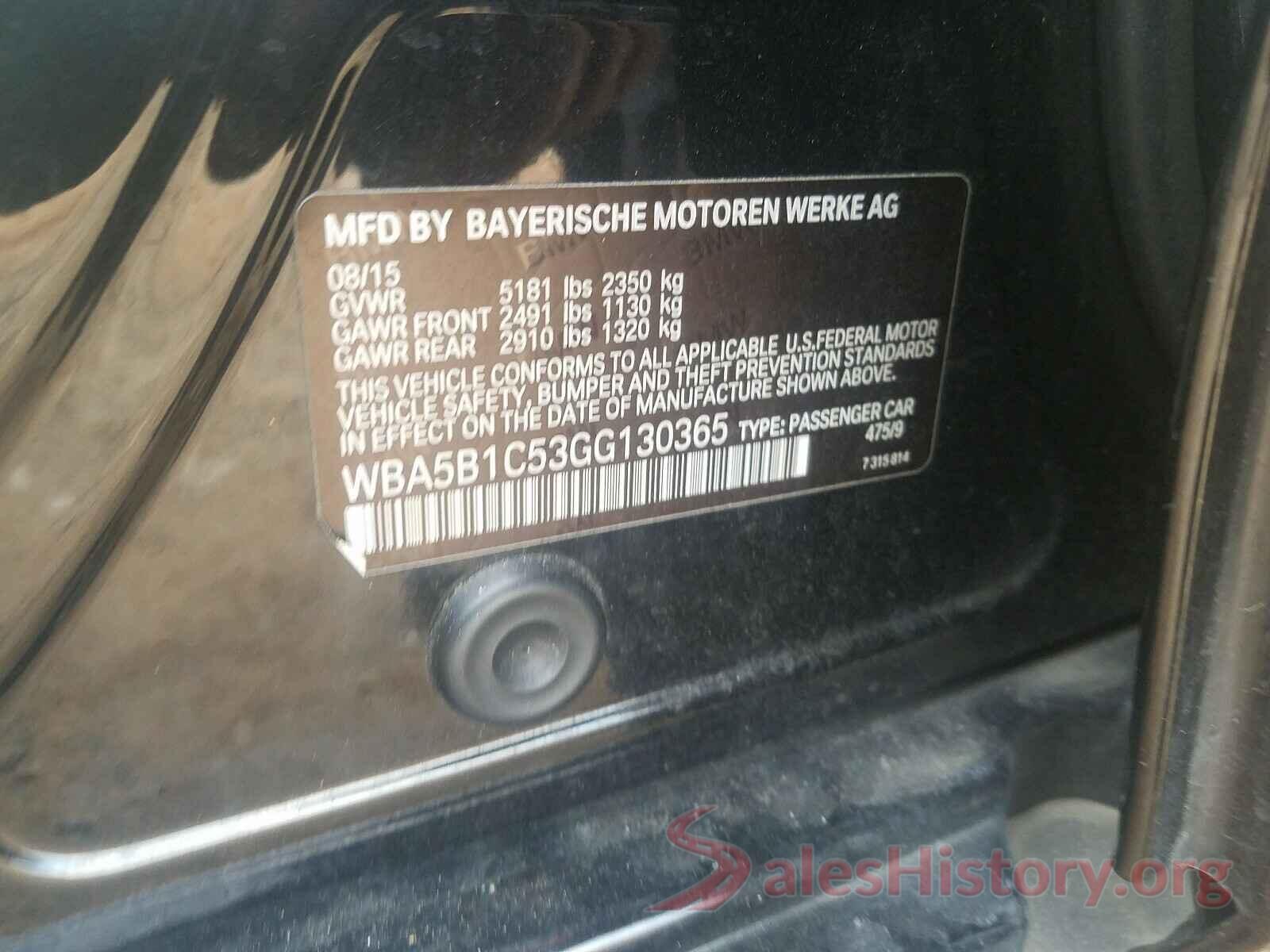 WBA5B1C53GG130365 2016 BMW 5 SERIES