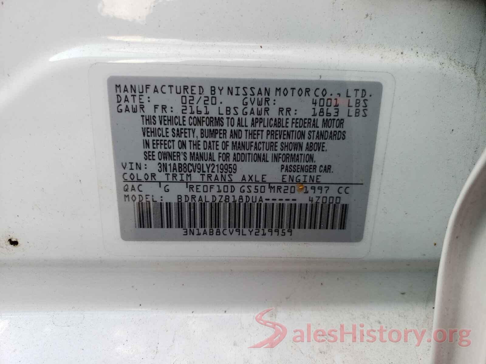 3N1AB8CV9LY219959 2020 NISSAN SENTRA