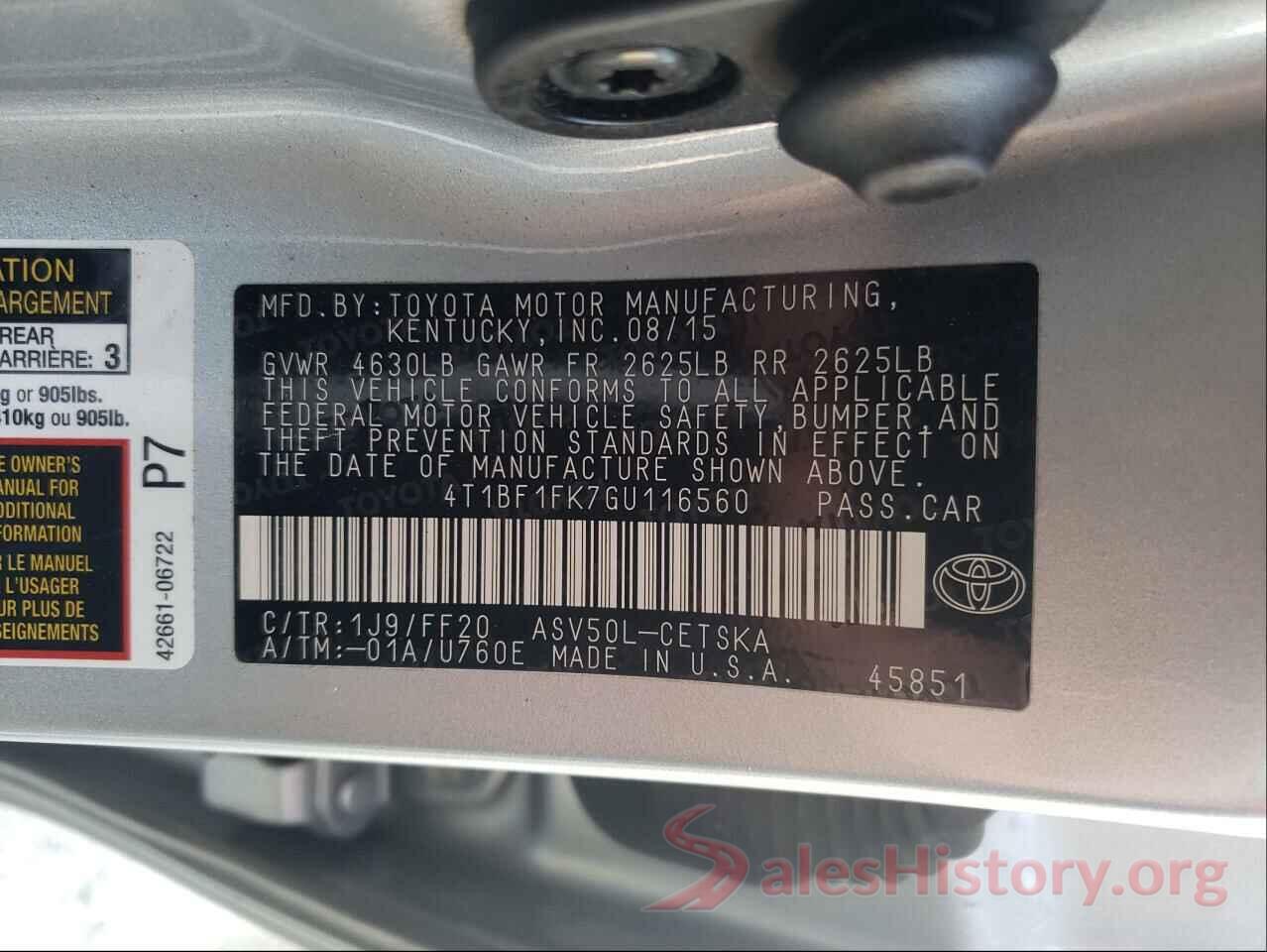 4T1BF1FK7GU116560 2016 TOYOTA CAMRY