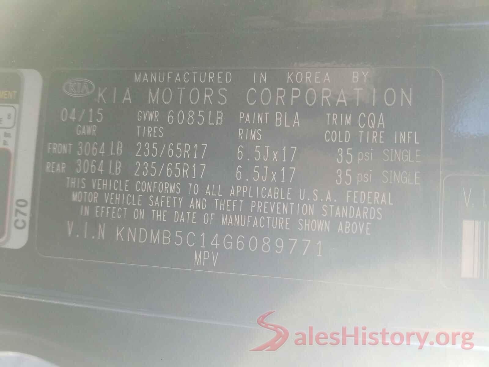 KNDMB5C14G6089771 2016 KIA SEDONA