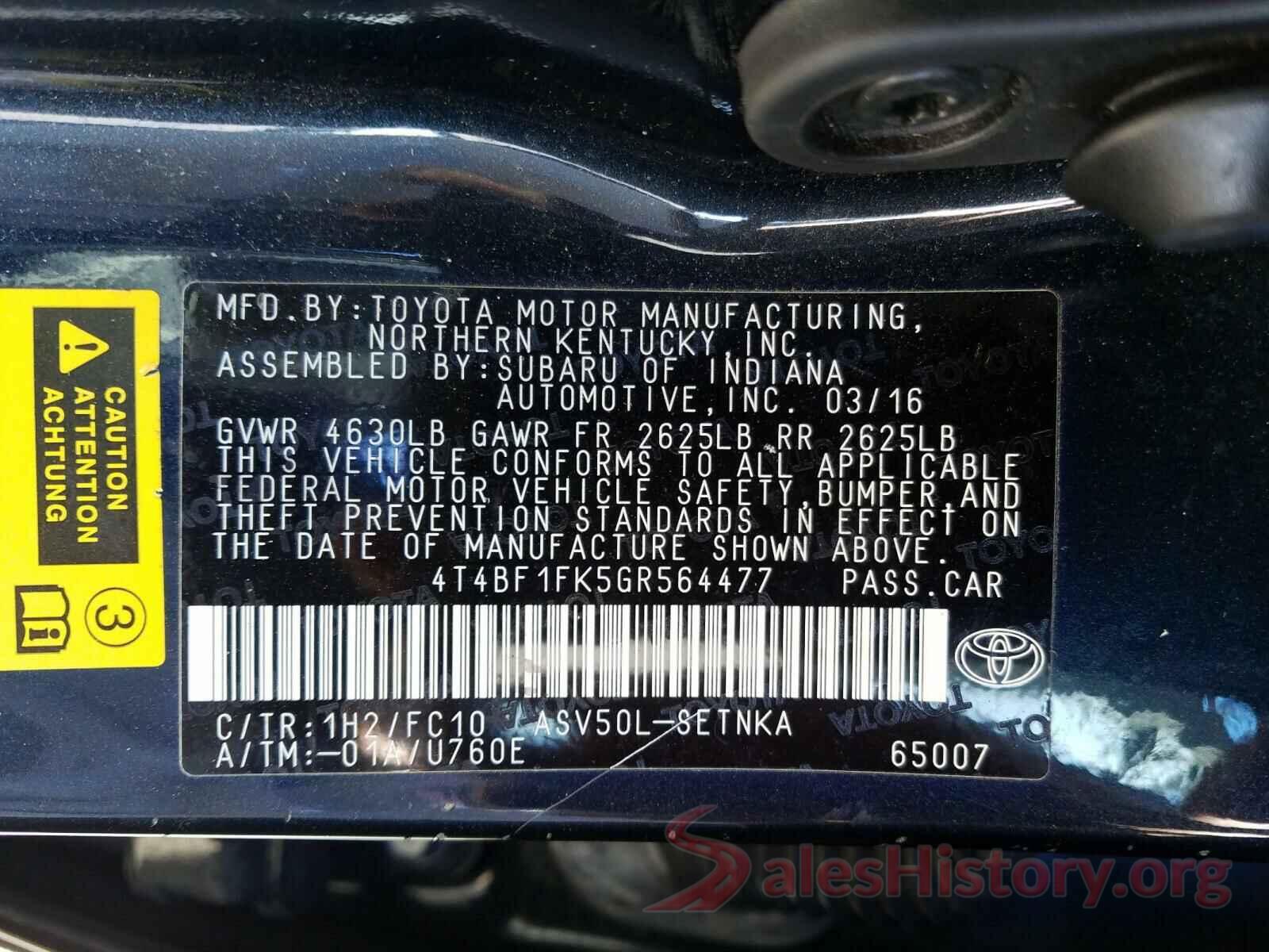 4T4BF1FK5GR564477 2016 TOYOTA CAMRY