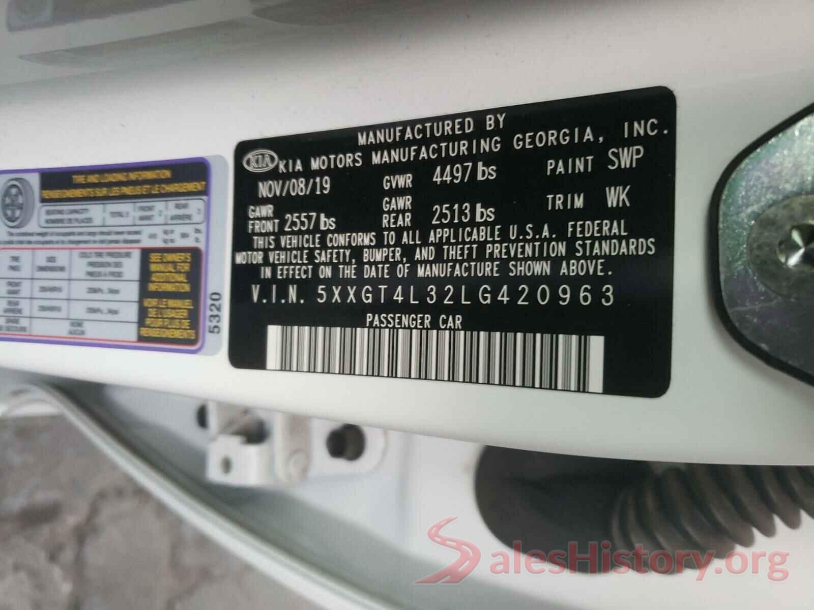 5XXGT4L32LG420963 2020 KIA OPTIMA