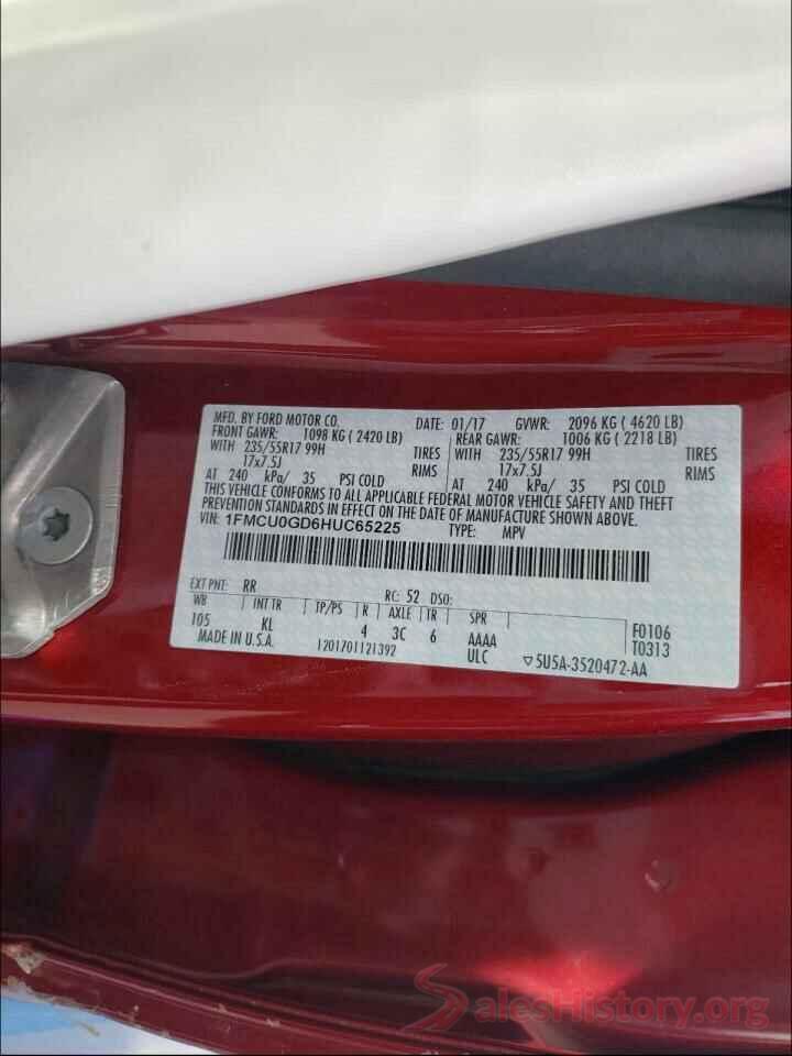 1FMCU0GD6HUC65225 2017 FORD ESCAPE