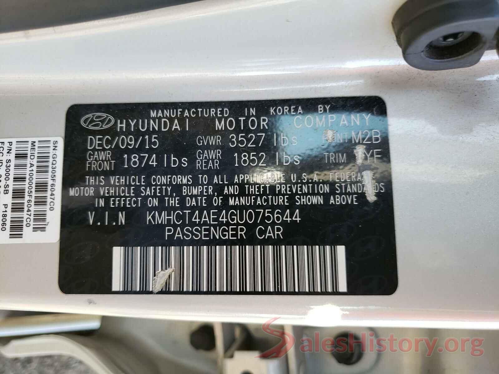 KMHCT4AE4GU075644 2016 HYUNDAI ACCENT