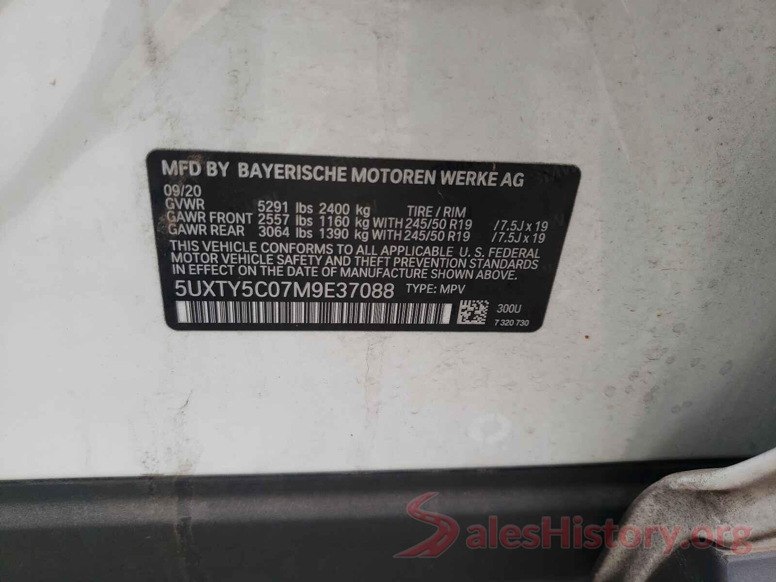 5UXTY5C07M9E37088 2021 BMW X3