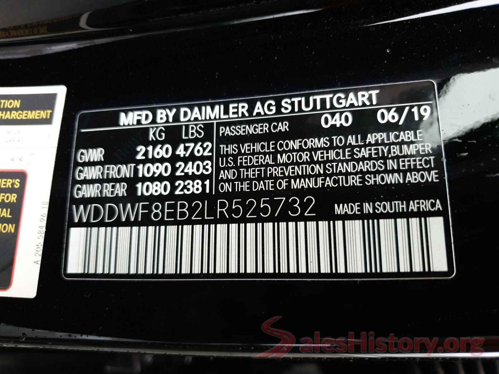 WDDWF8EB2LR525732 2020 MERCEDES-BENZ C CLASS