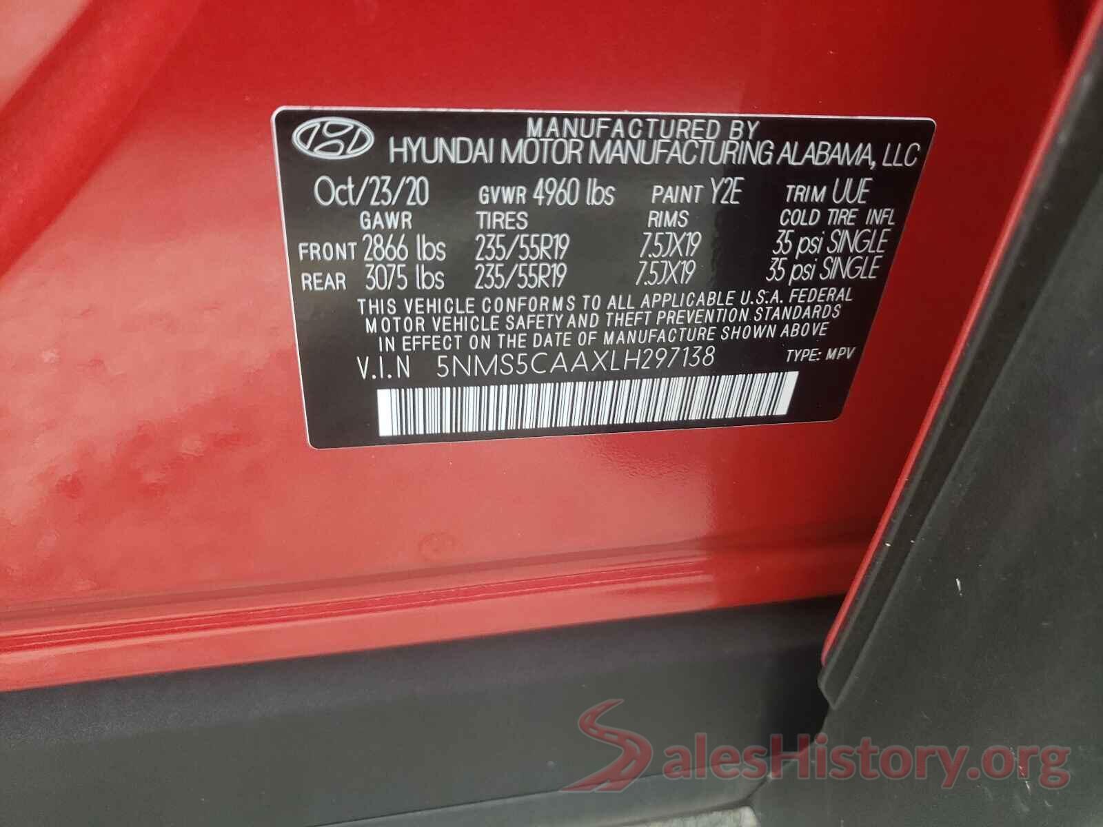 5NMS5CAAXLH297138 2020 HYUNDAI SANTA FE