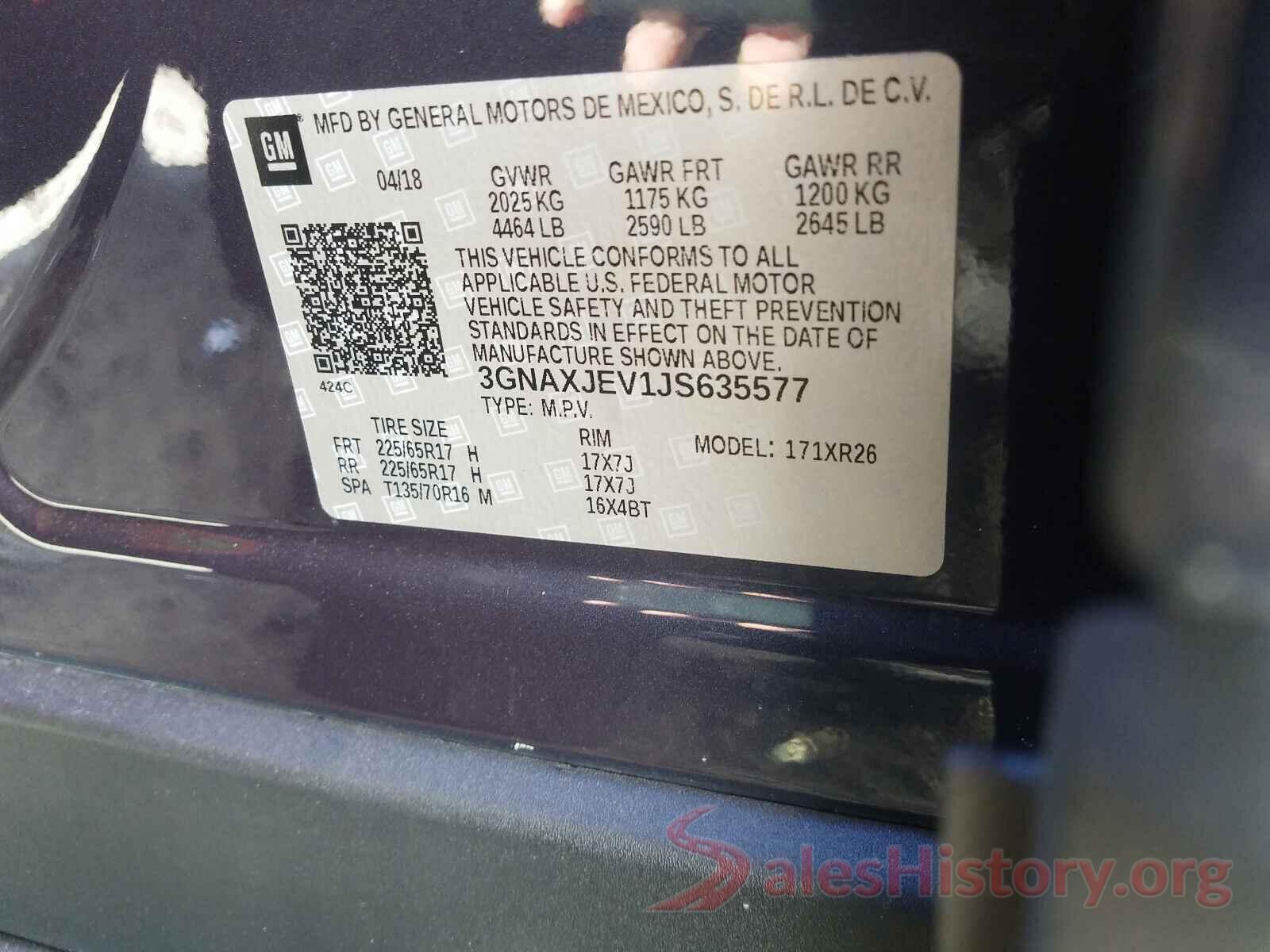 3GNAXJEV1JS635577 2018 CHEVROLET EQUINOX